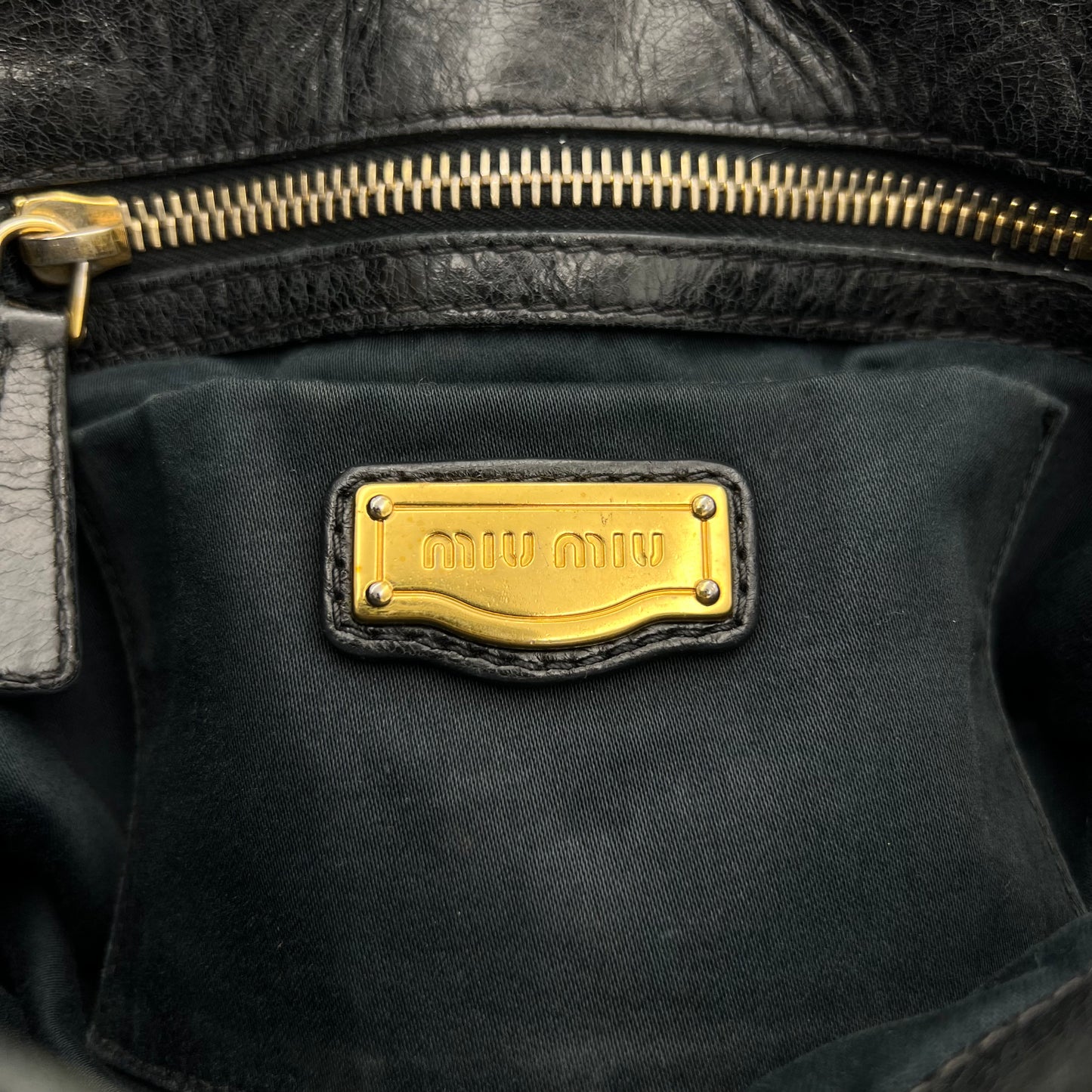 Miu Miu Black Matelasse Leather Handbag