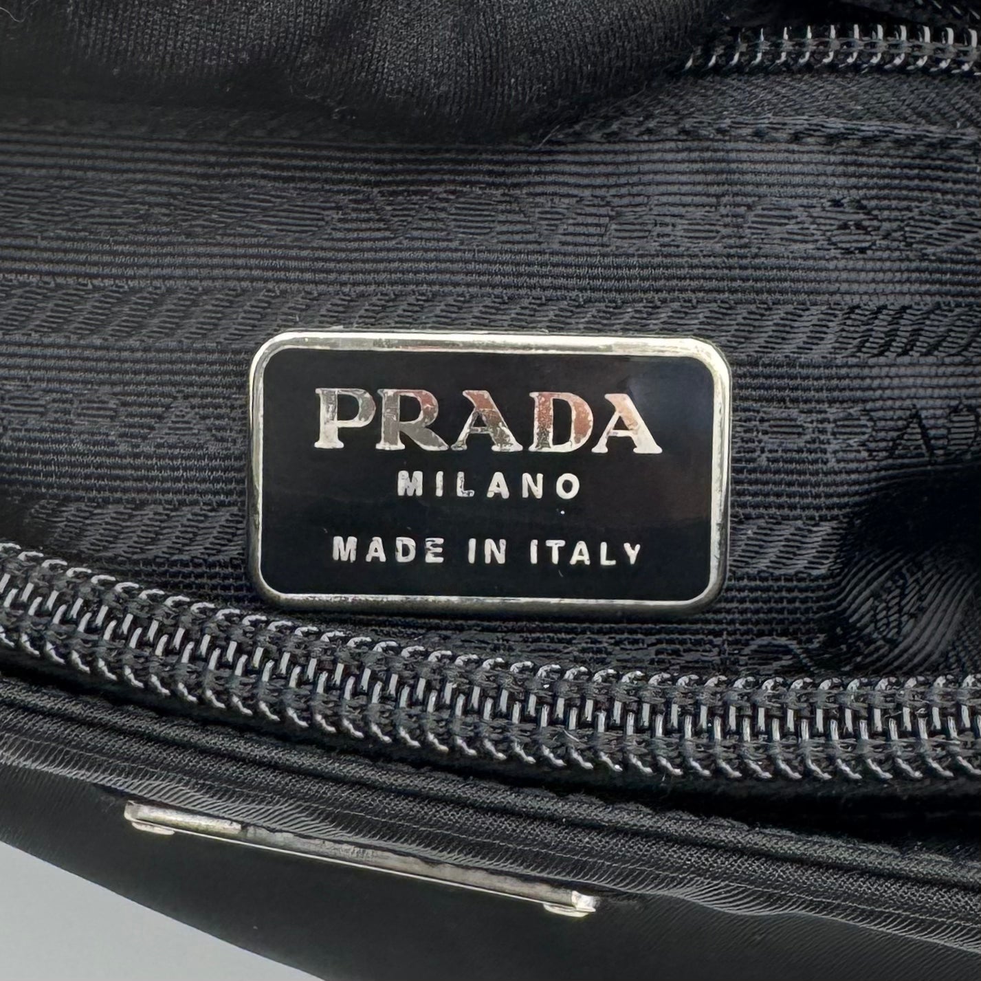 Prada Black Nylon Acrylic Chain Shoulder Bag