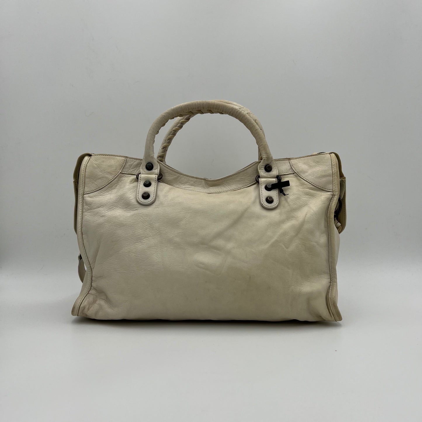 Balenciaga Blanc Creme Leather Classic City Bag