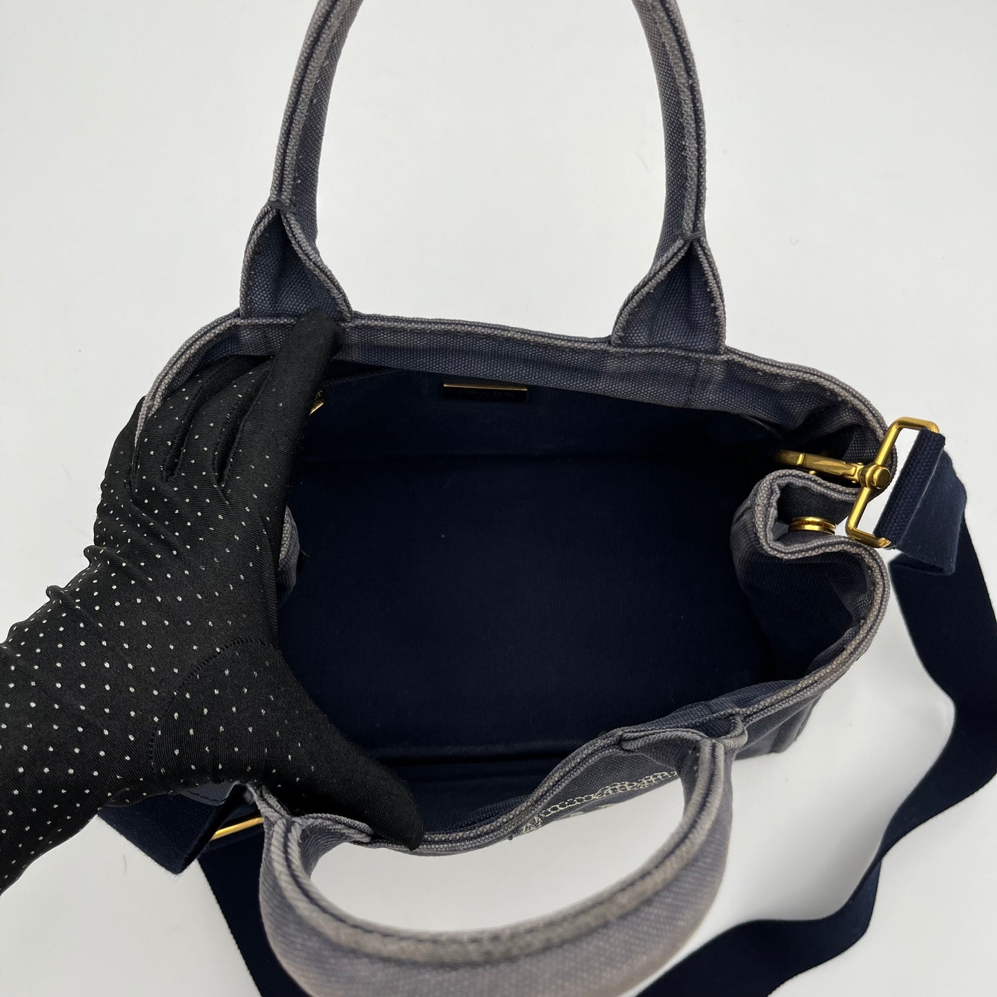 Prada Dark Blue Canapa with Long Strap
