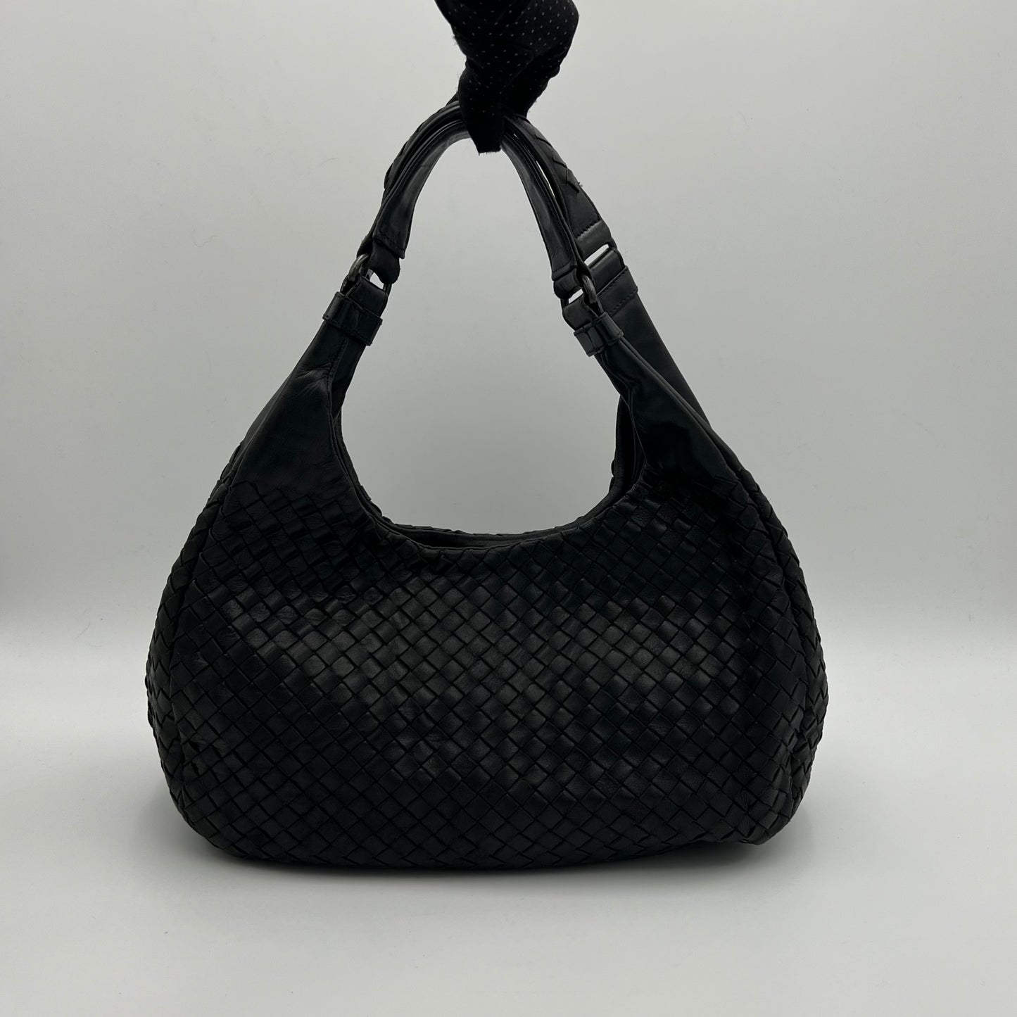 Bottega Veneta Black Intrecciato Campana Hobo Bag