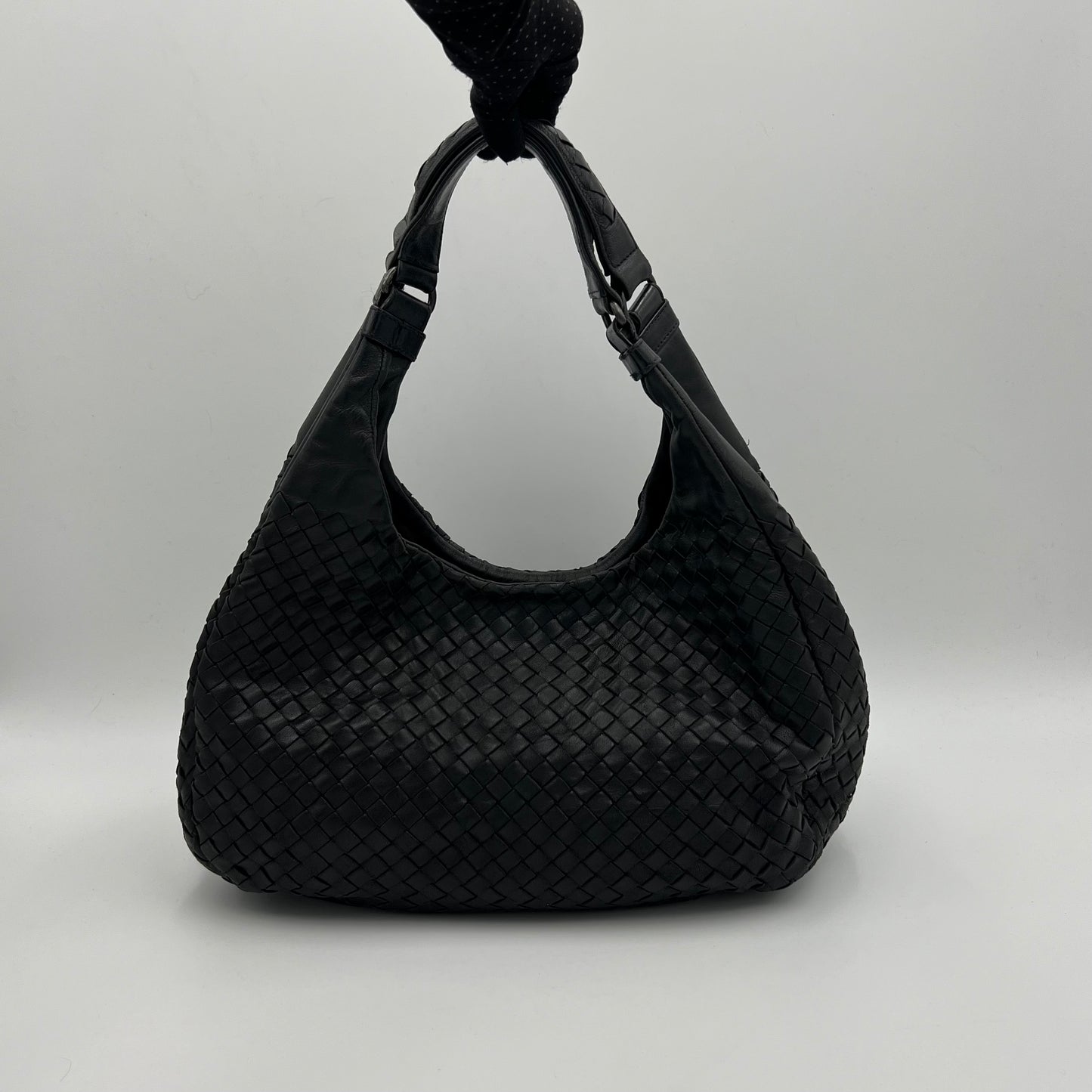 Bottega Veneta Black Intrecciato Campana Hobo Bag