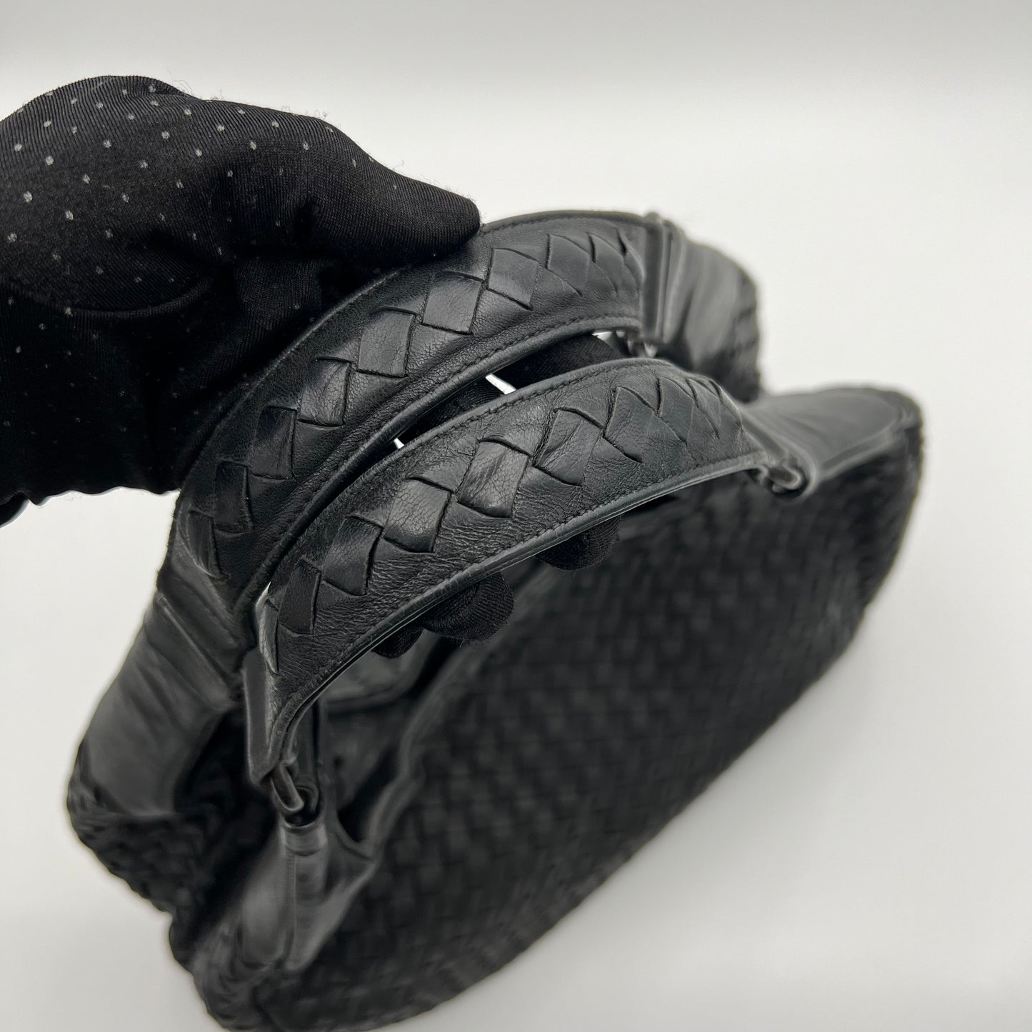 Bottega Veneta Black Intrecciato Campana Hobo Bag