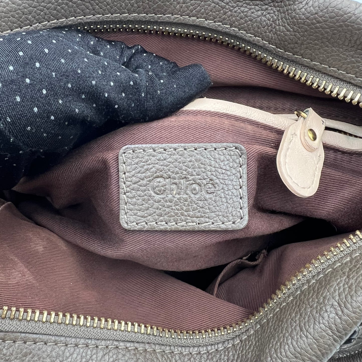 Chloe Rock Gray Leather Paraty Two-Way Bag