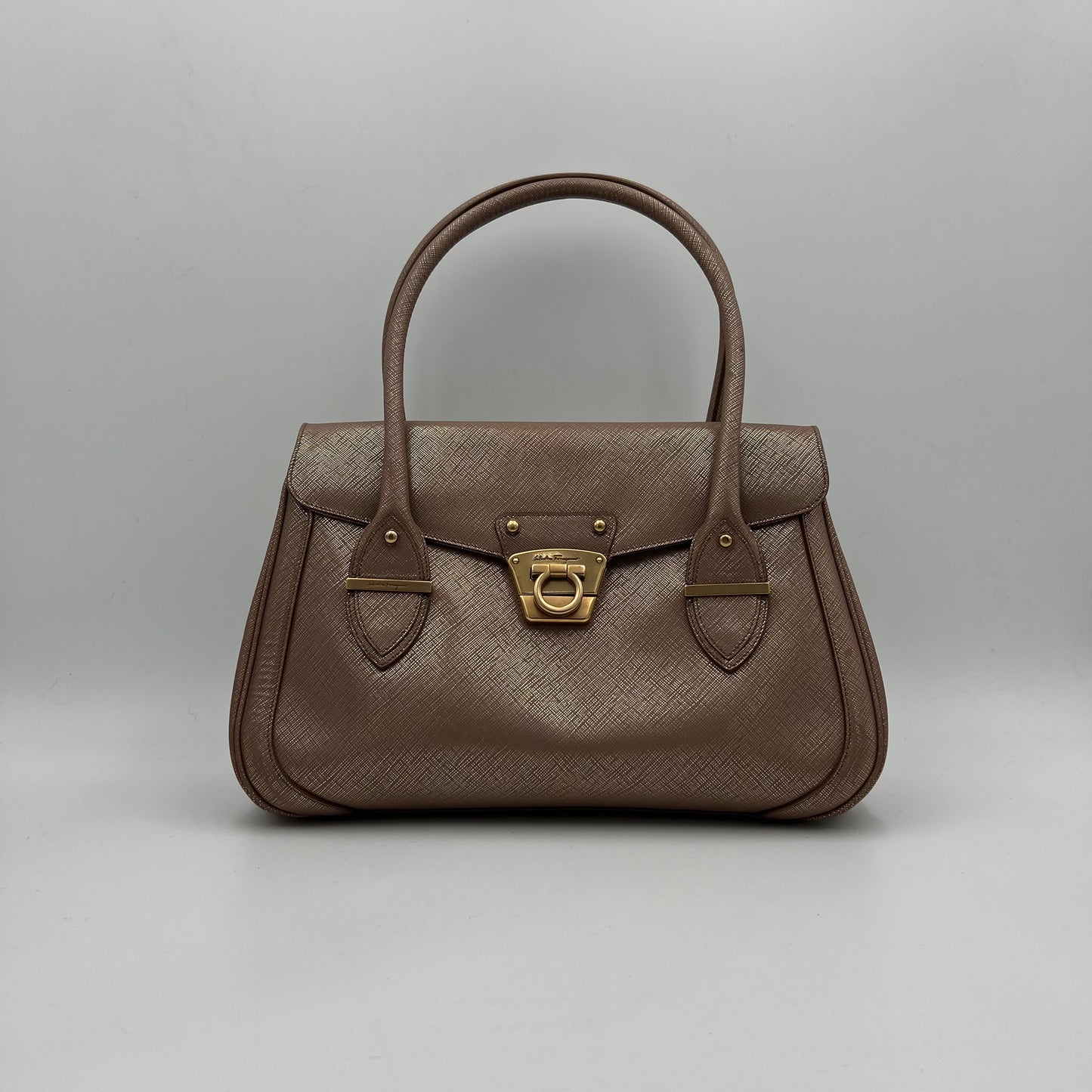 Salvatore Ferragamo Metallic Pink Gancini Shoulder Bag