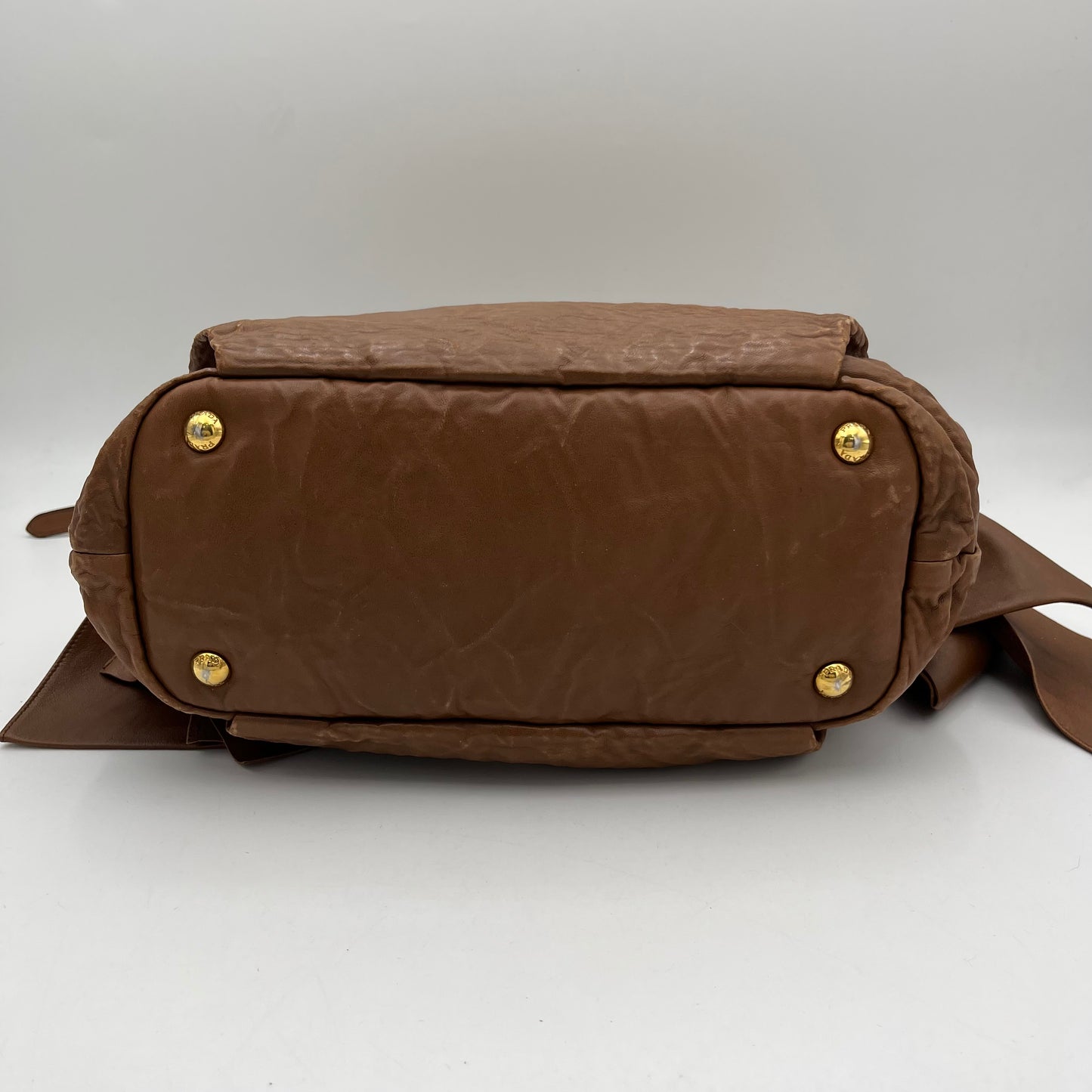 Prada Brown Nappa Leather Bow Tie Two-Way Bag