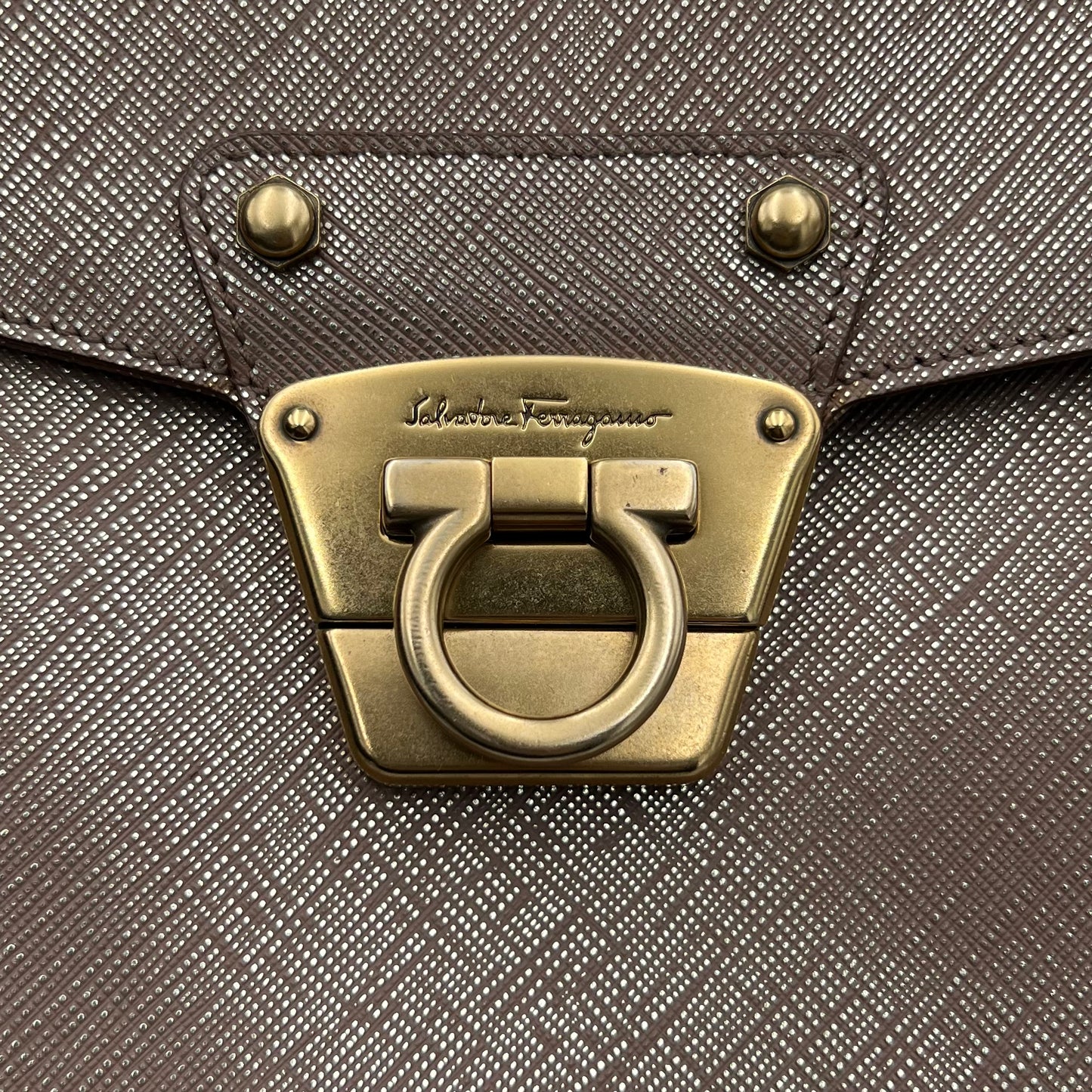 Salvatore Ferragamo Metallic Pink Gancini Shoulder Bag