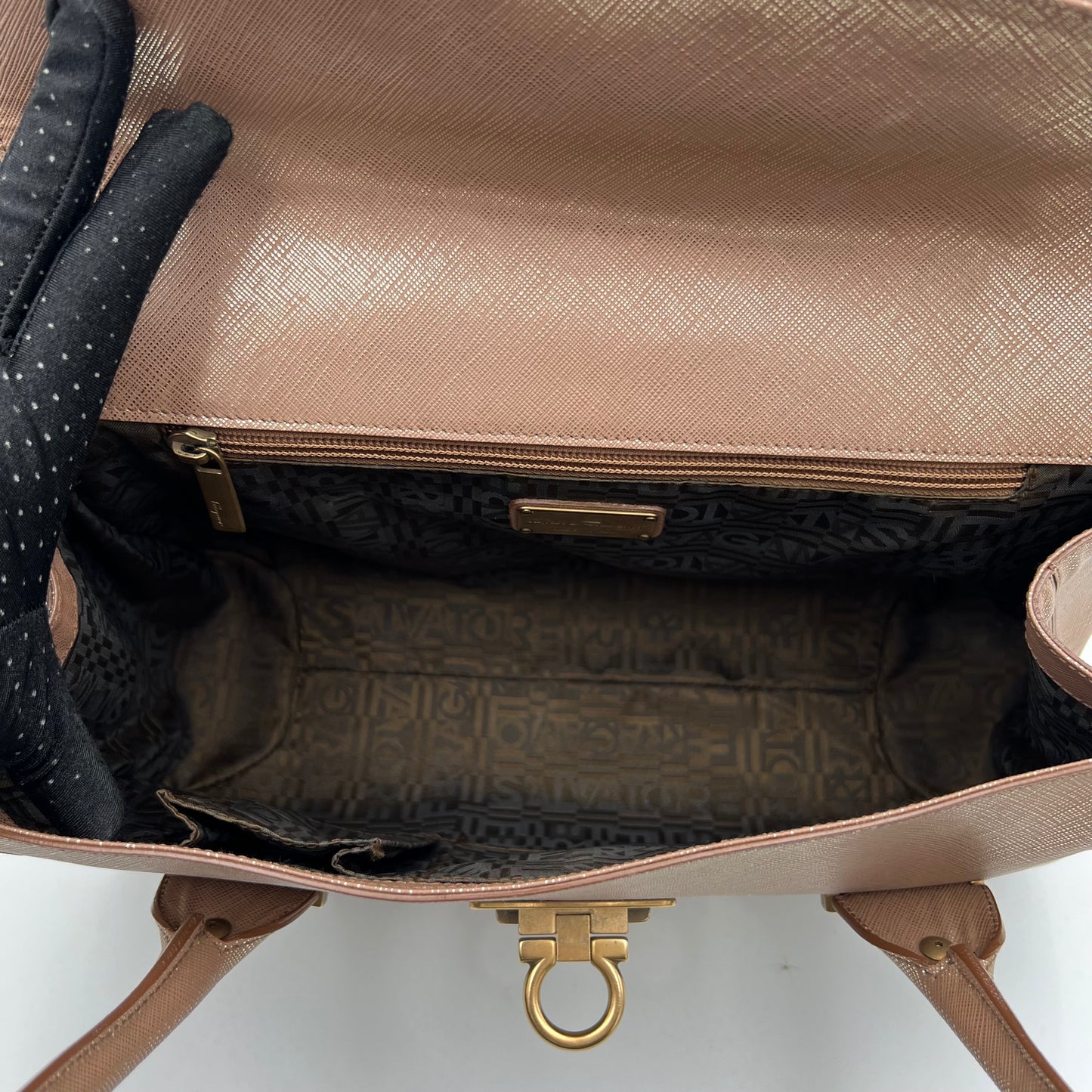Salvatore Ferragamo Metallic Pink Gancini Shoulder Bag