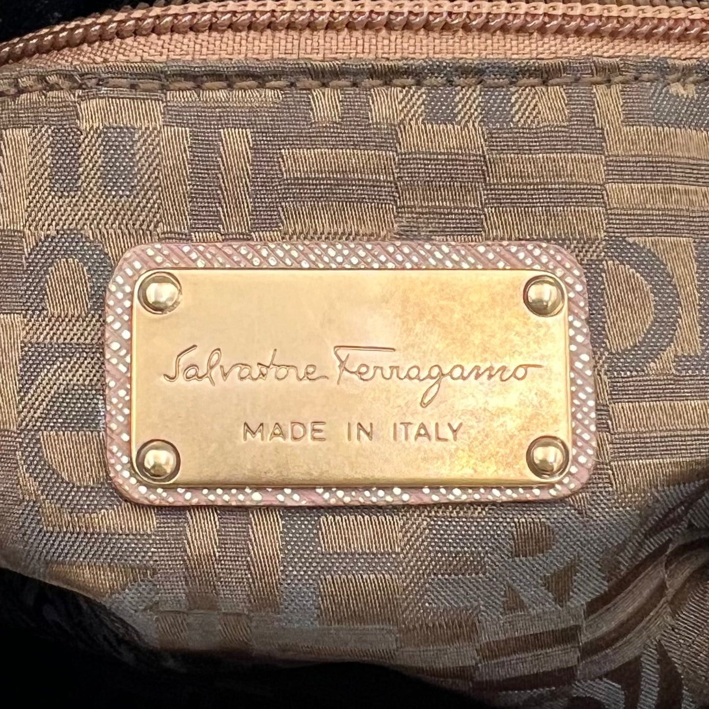 Salvatore Ferragamo Metallic Pink Gancini Shoulder Bag