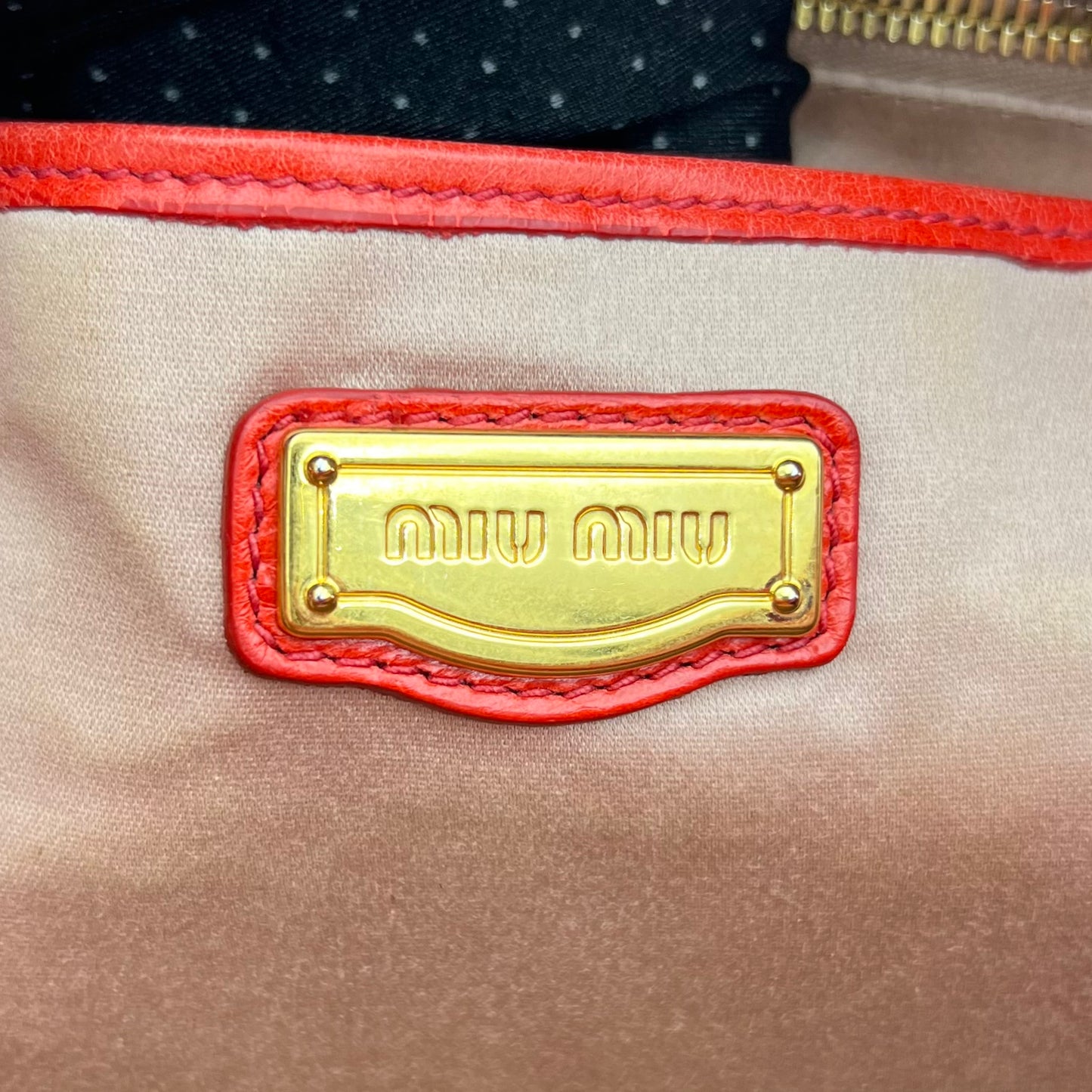 Miu Miu Red Vitello Lux Leather Bow Two-Way Satchel