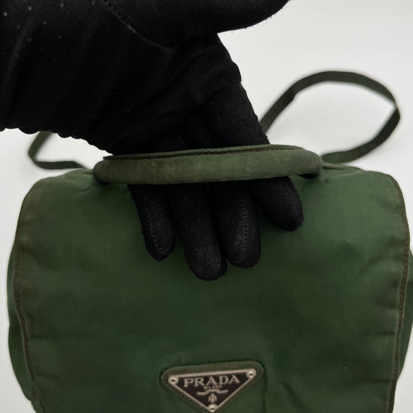 Prada Green Nylon Small Flap Backpack