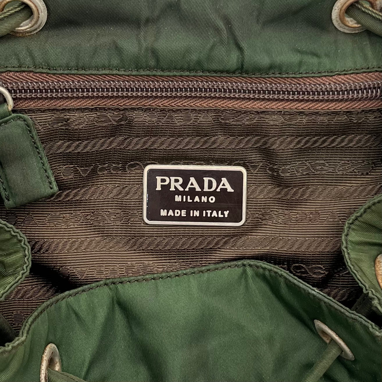 Prada Green Nylon Small Flap Backpack
