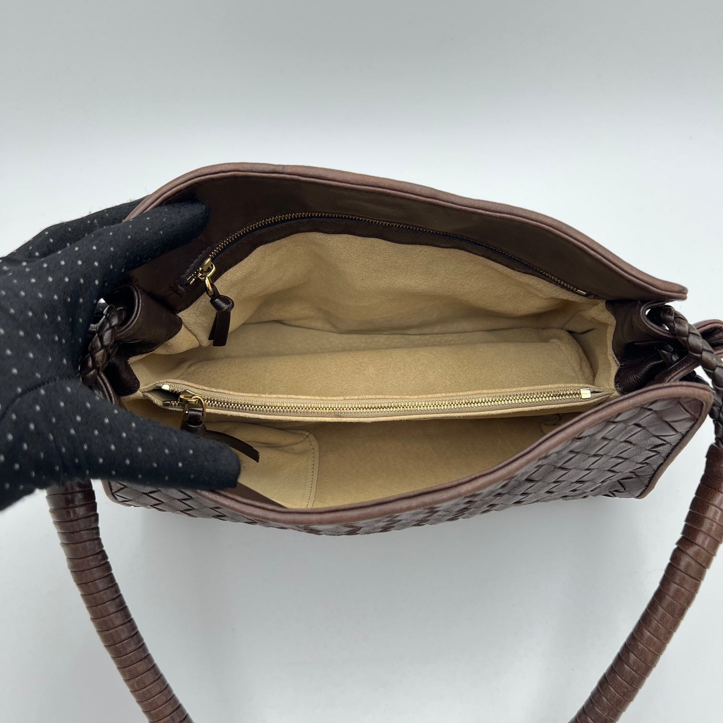 Bottega Veneta Brown Intrecciato Shoulder Bag