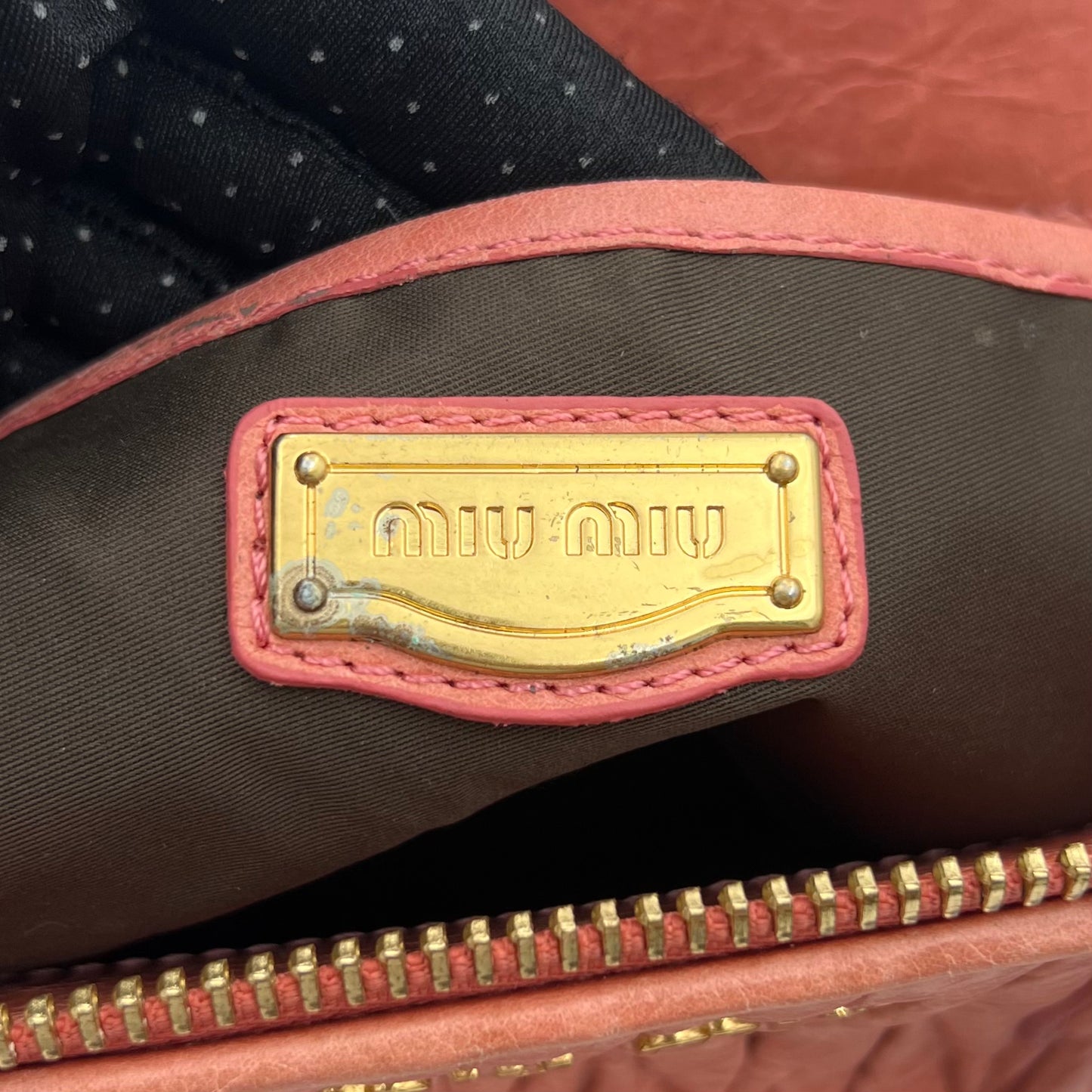Miu Miu Pink Matelasse Leather Handbag