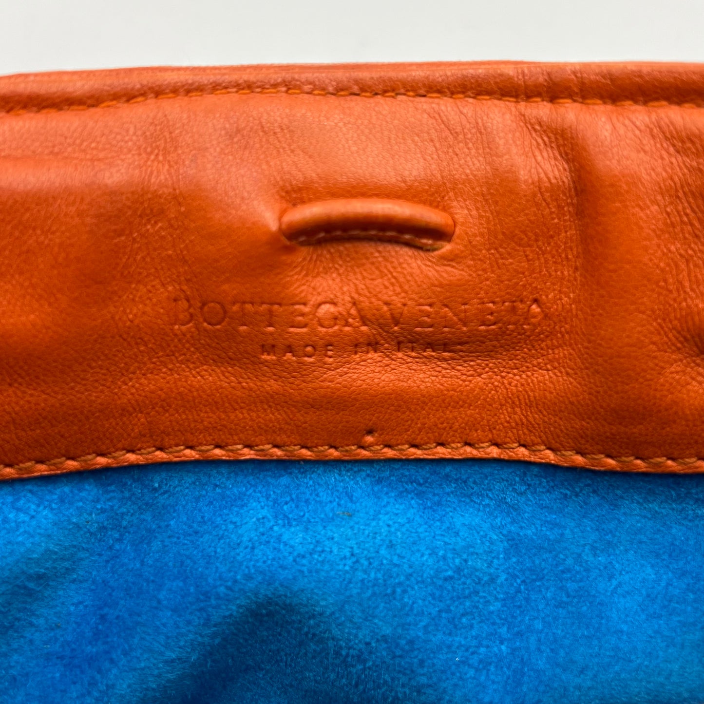 Bottega Veneta Orange Intrecciato Velvet Stripes Pochette