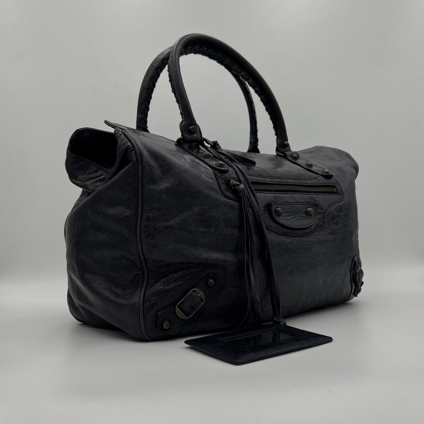 Balenciaga Black Lambskin Leather Large Sunday Tote