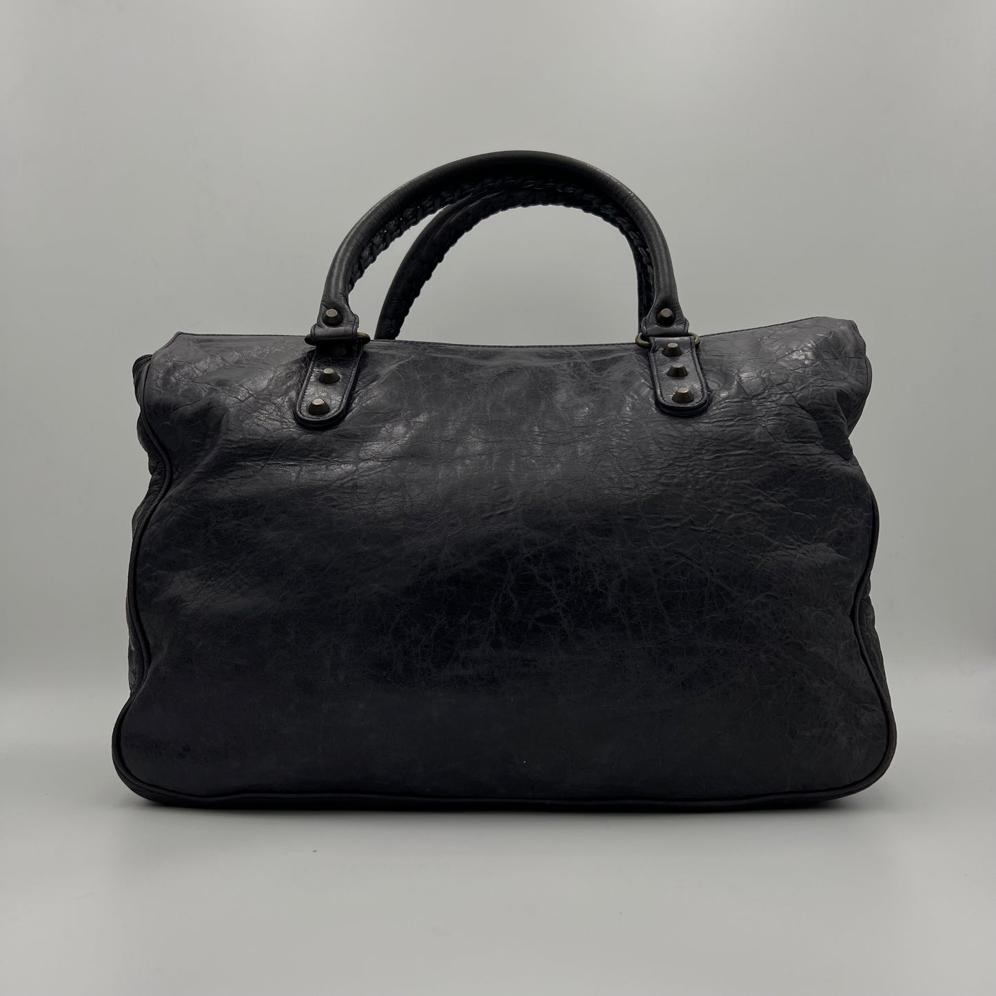 Balenciaga Black Lambskin Leather Large Sunday Tote