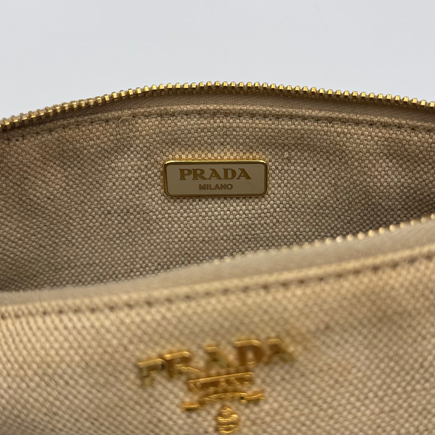 Prada Beige Canvas Pochette