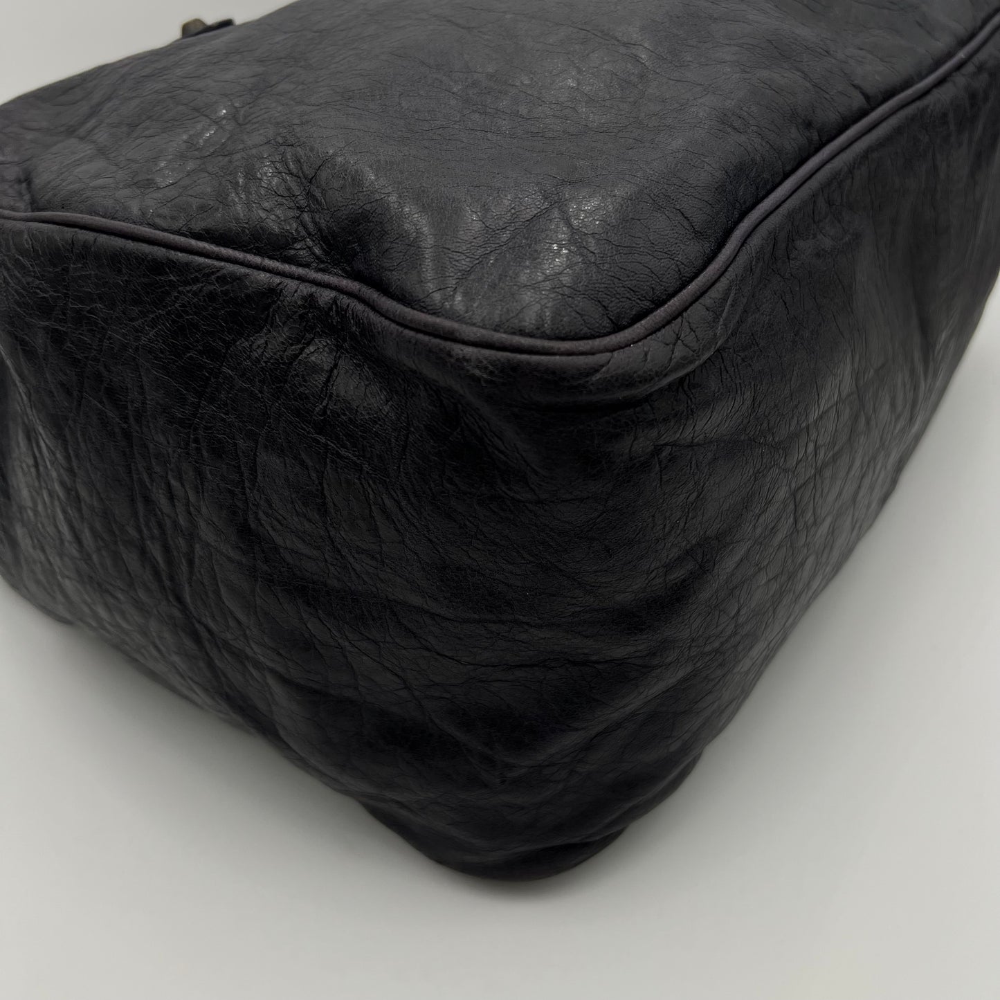 Balenciaga Black Lambskin Leather Large Sunday Tote