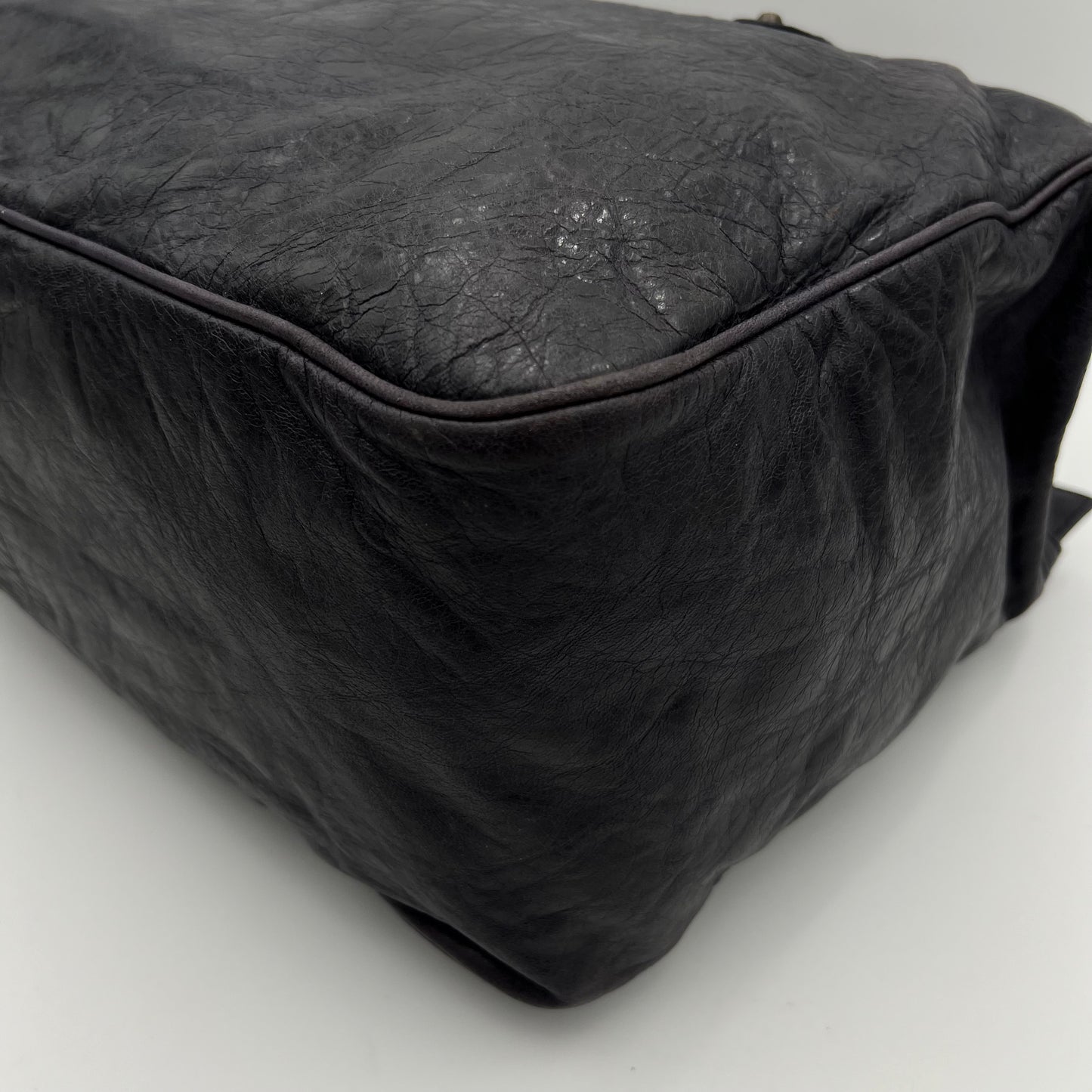 Balenciaga Black Lambskin Leather Large Sunday Tote