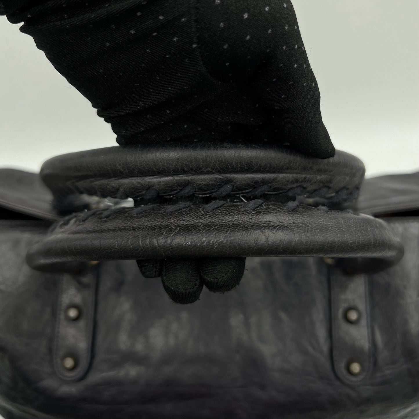 Balenciaga Black Lambskin Leather Large Sunday Tote