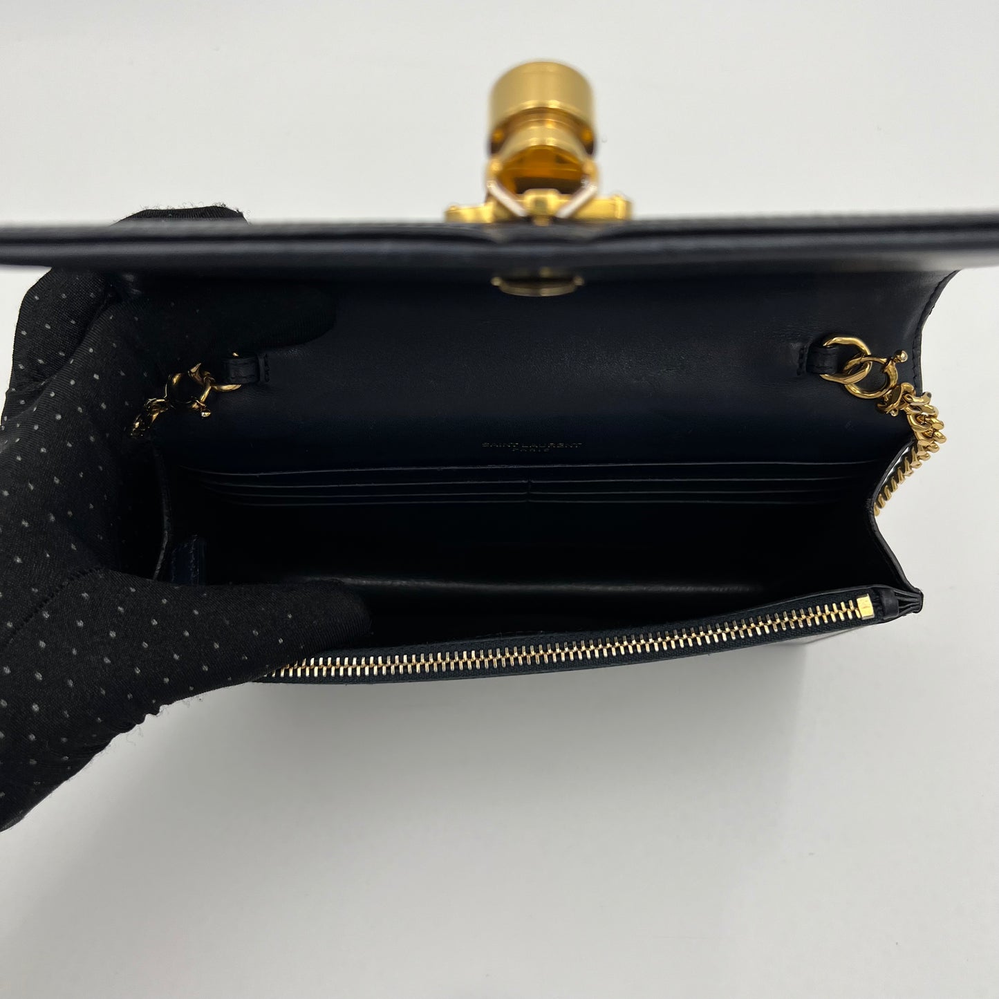YSL Navy Blue Smooth Calfskin Small Kate Tassel Chain Bag w/ dust bag