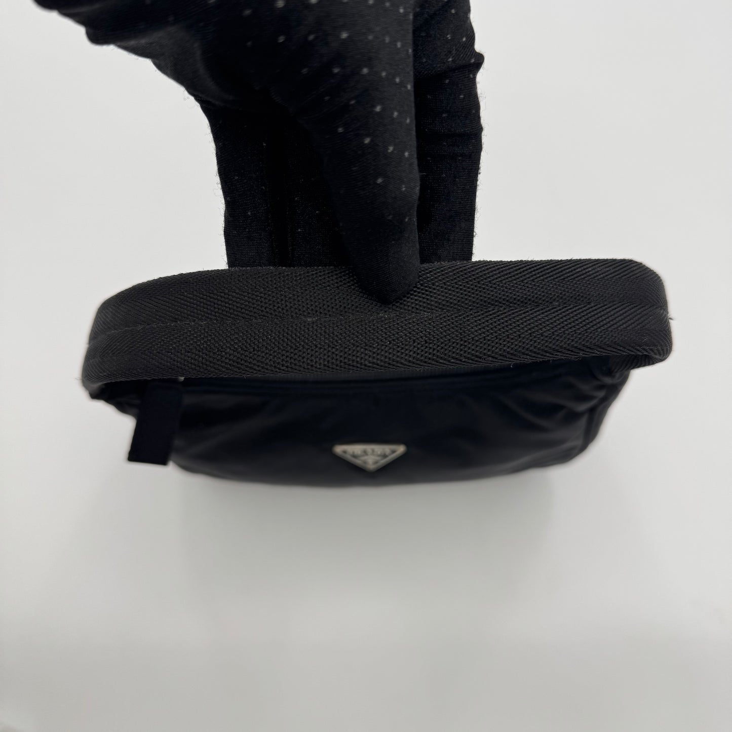 Prada Black Nylon Mini Hobo Baguette