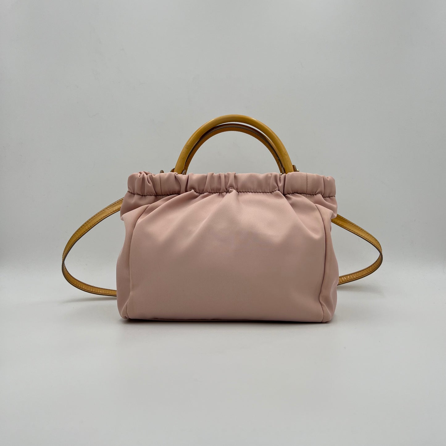 Salvatore Ferragamo Pink Nylon and Yellow Leather Vara Two-Way Bag