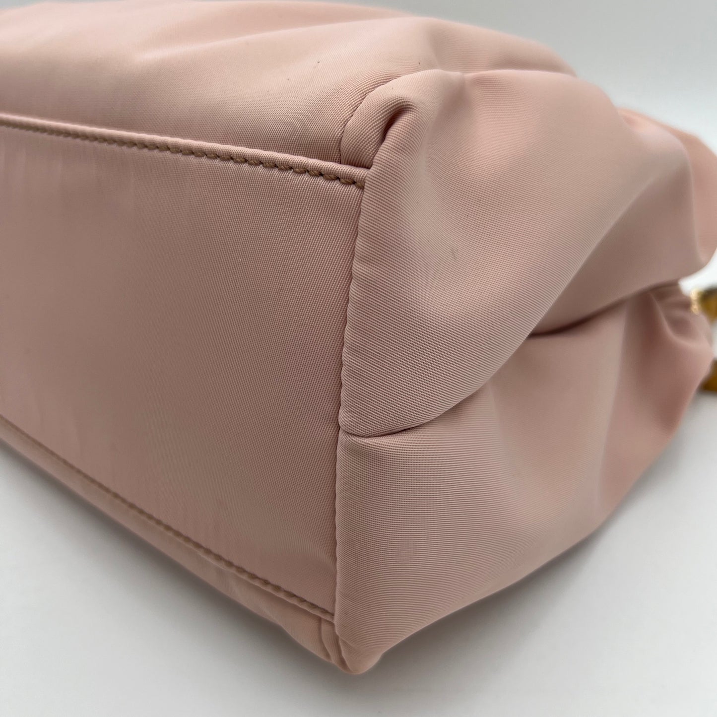Salvatore Ferragamo Pink Nylon and Yellow Leather Vara Two-Way Bag