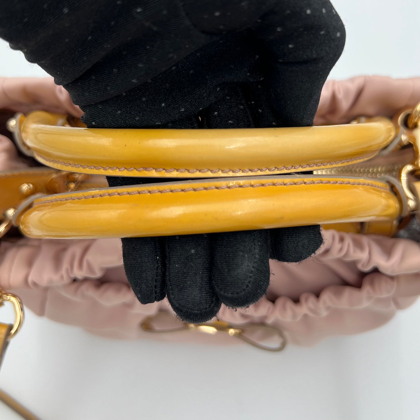 Salvatore Ferragamo Pink Nylon and Yellow Leather Vara Two-Way Bag