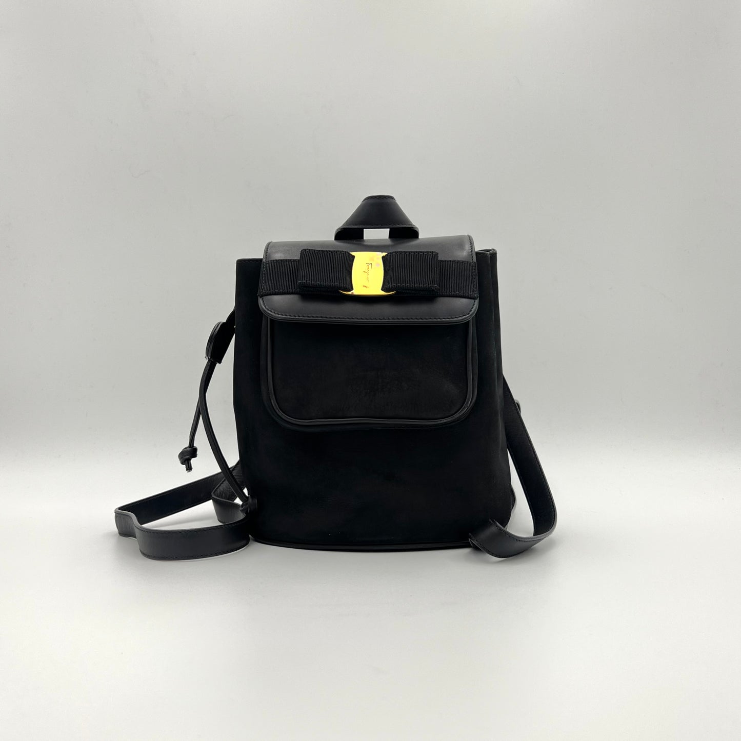 Salvatore Ferragamo Black Vara Nubuck Backpack