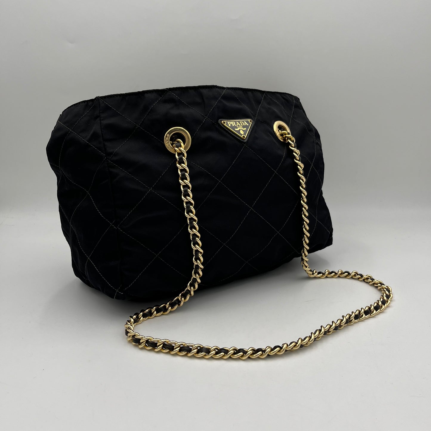 Prada Black Quilted Nylon Chain Bag