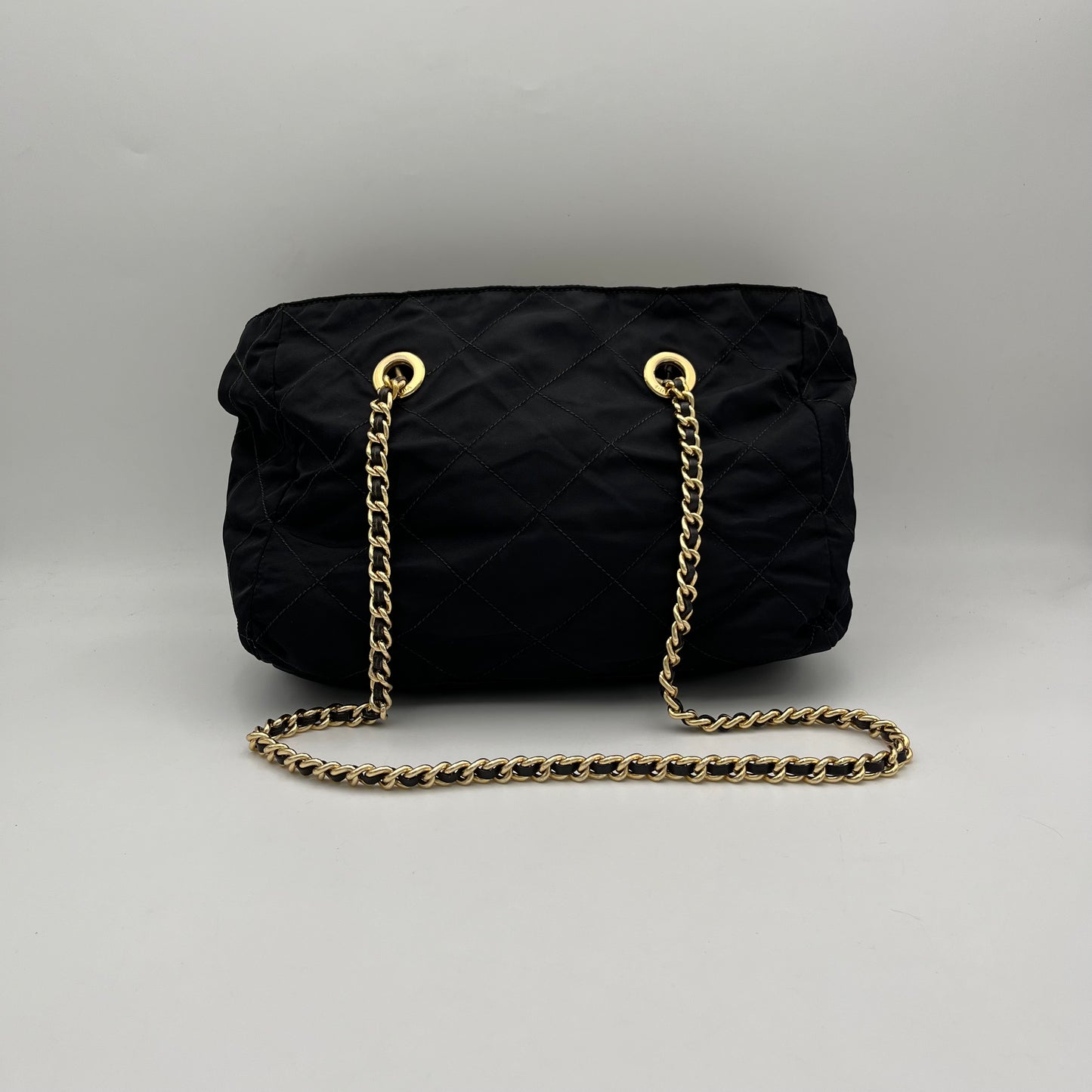 Prada Black Quilted Nylon Chain Bag