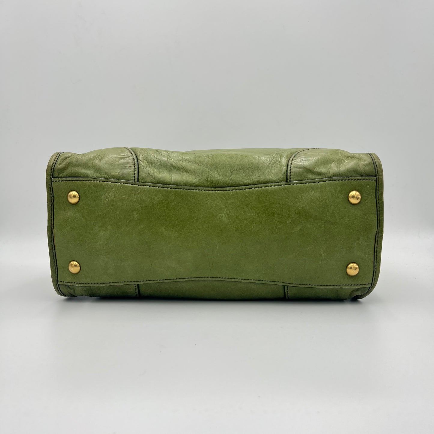 Miu Miu Green Vitello Shine Leather Two-Way Bag