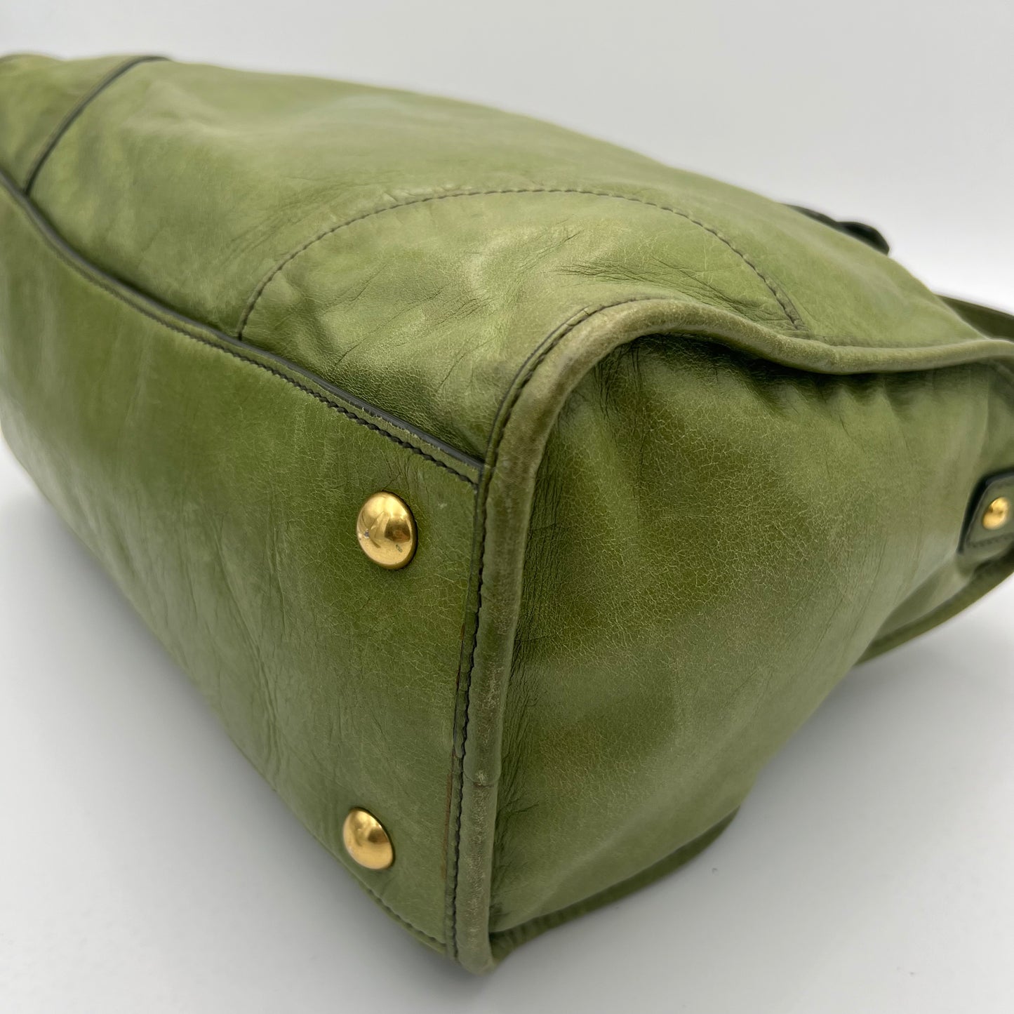 Miu Miu Green Vitello Shine Leather Two-Way Bag