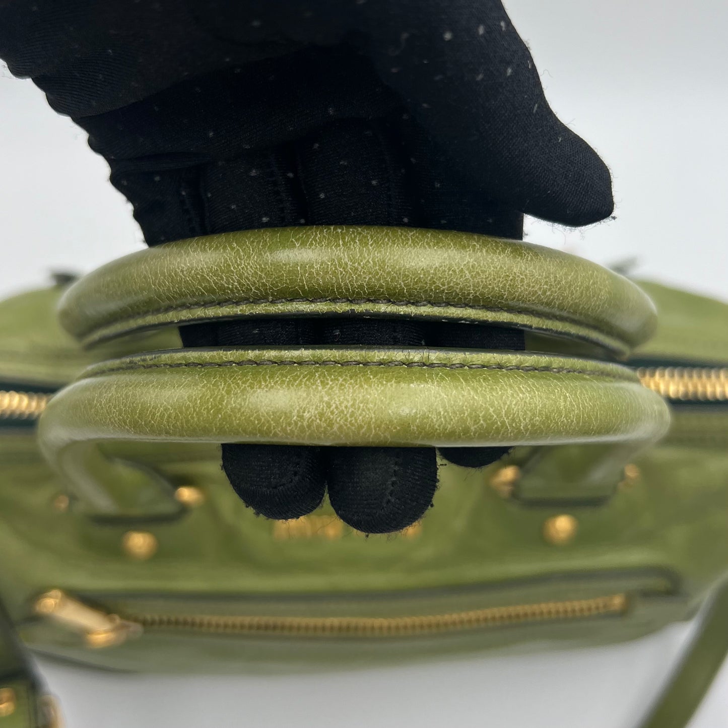 Miu Miu Green Vitello Shine Leather Two-Way Bag