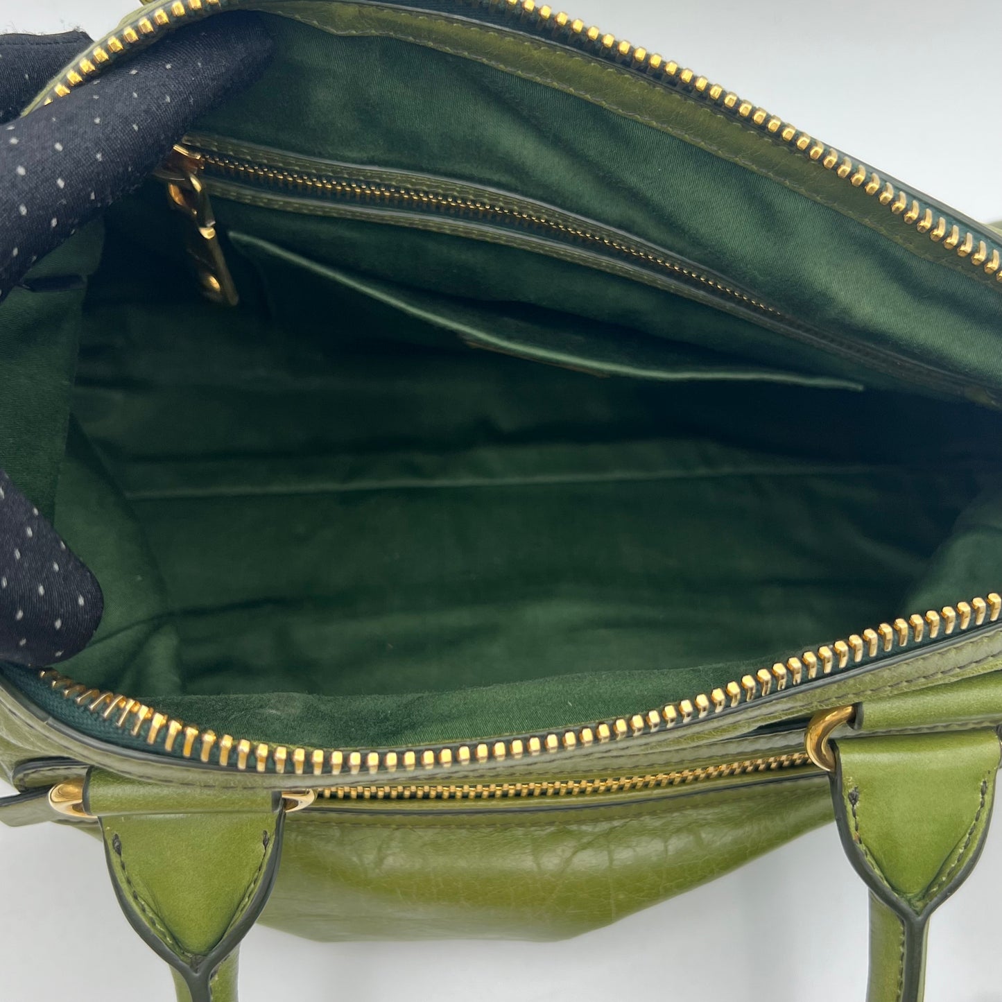 Miu Miu Green Vitello Shine Leather Two-Way Bag