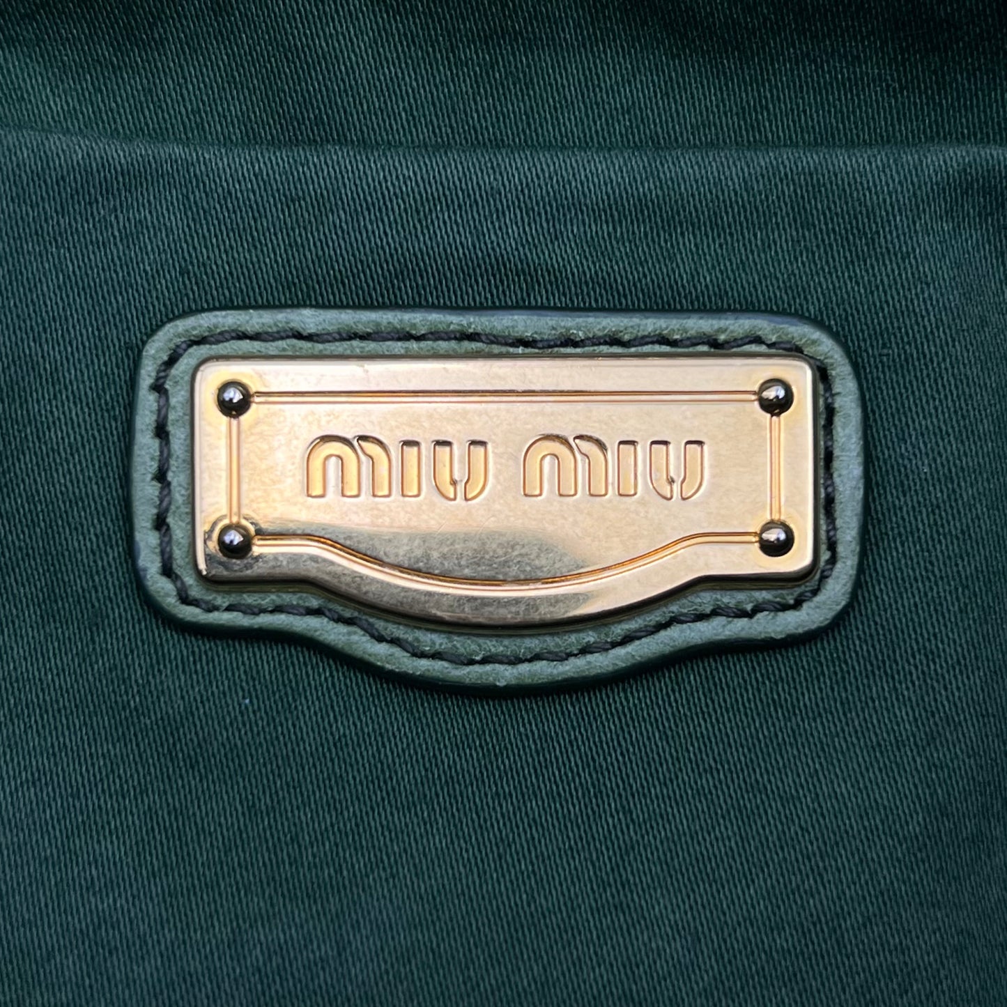 Miu Miu Green Vitello Shine Leather Two-Way Bag
