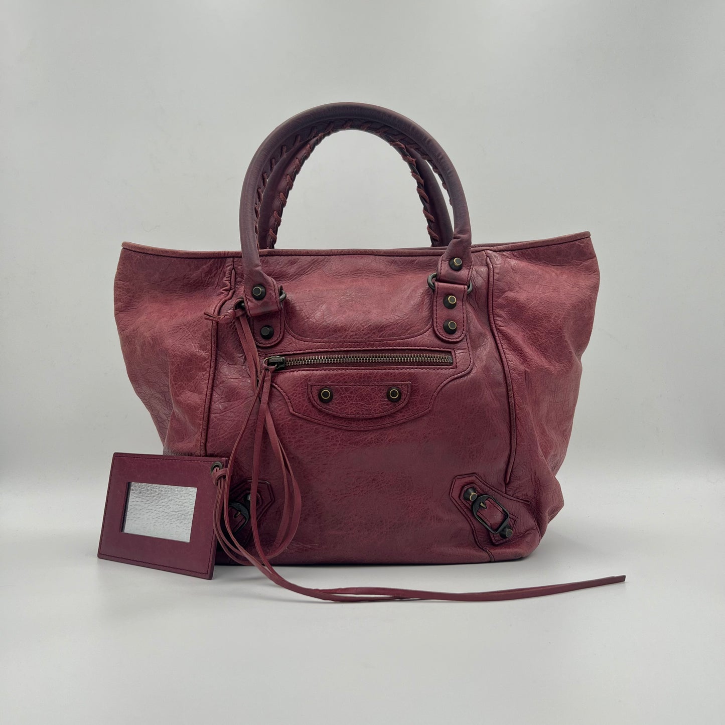 Balenciaga Raspberry Leather The City Tote Handbag