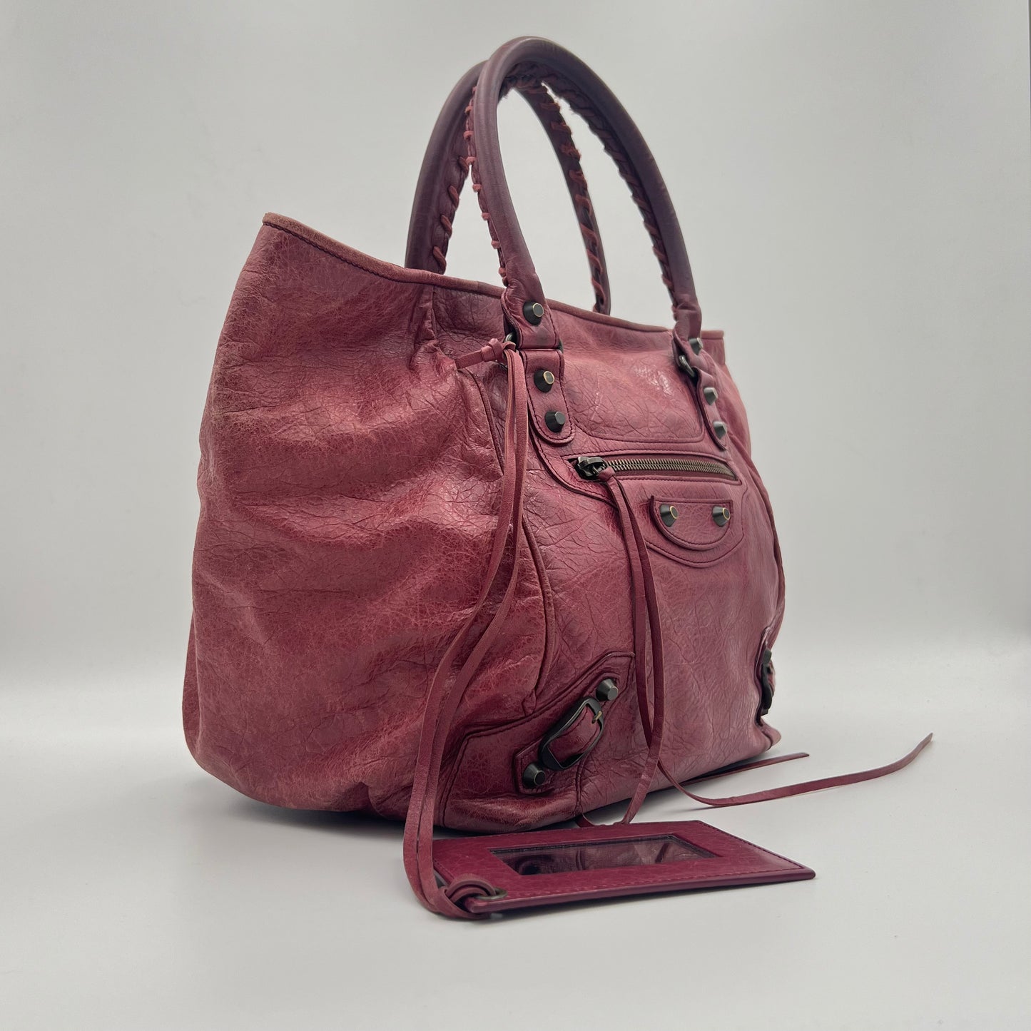 Balenciaga Raspberry Leather The City Tote Handbag