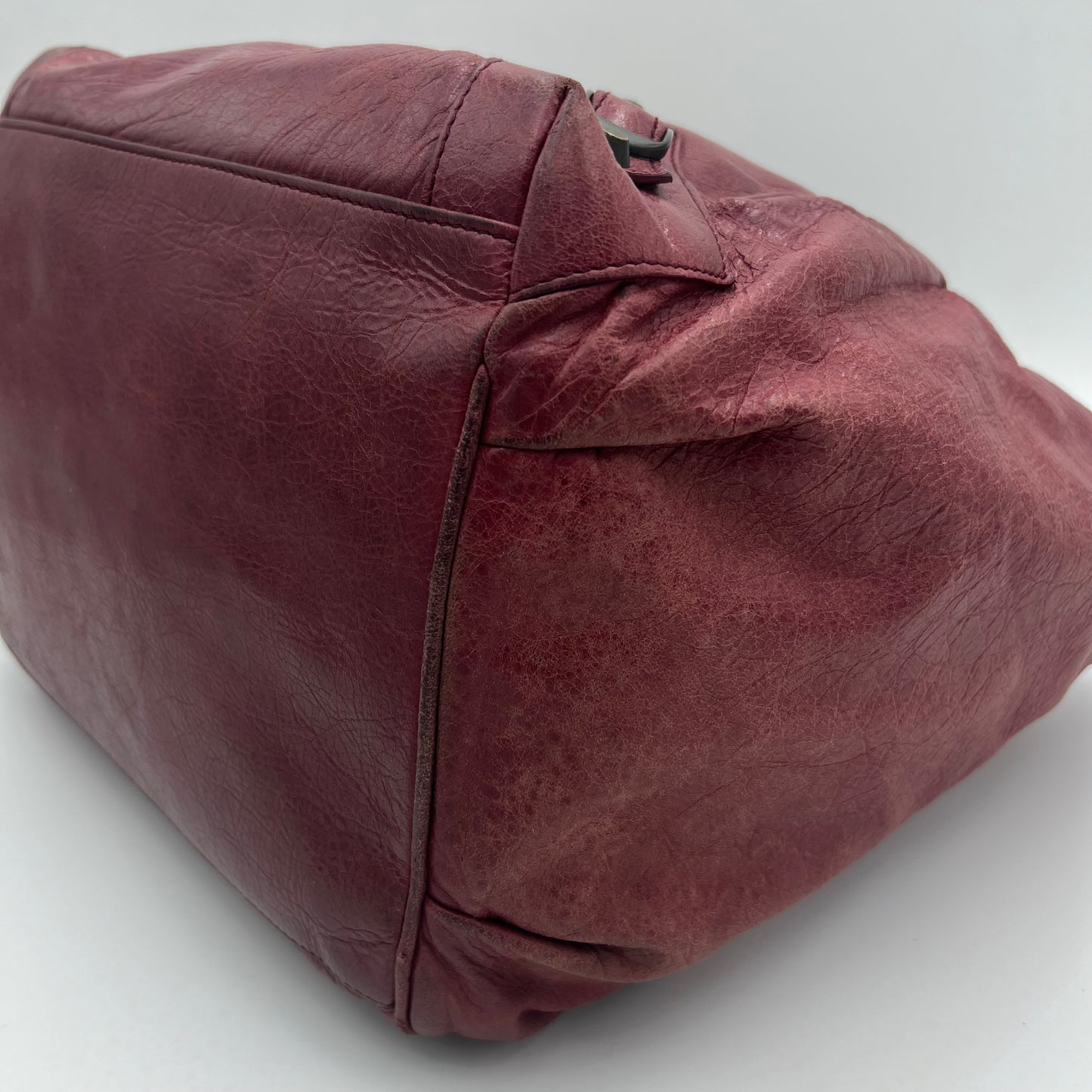 Balenciaga Raspberry Leather The City Tote Handbag