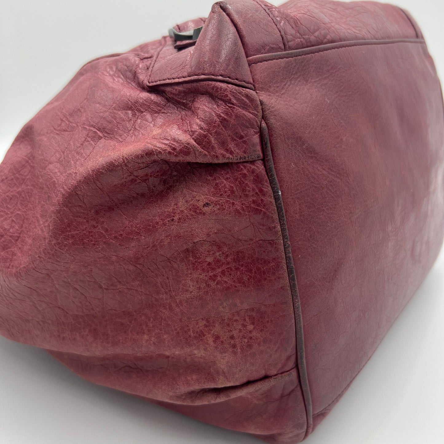 Balenciaga Raspberry Leather The City Tote Handbag