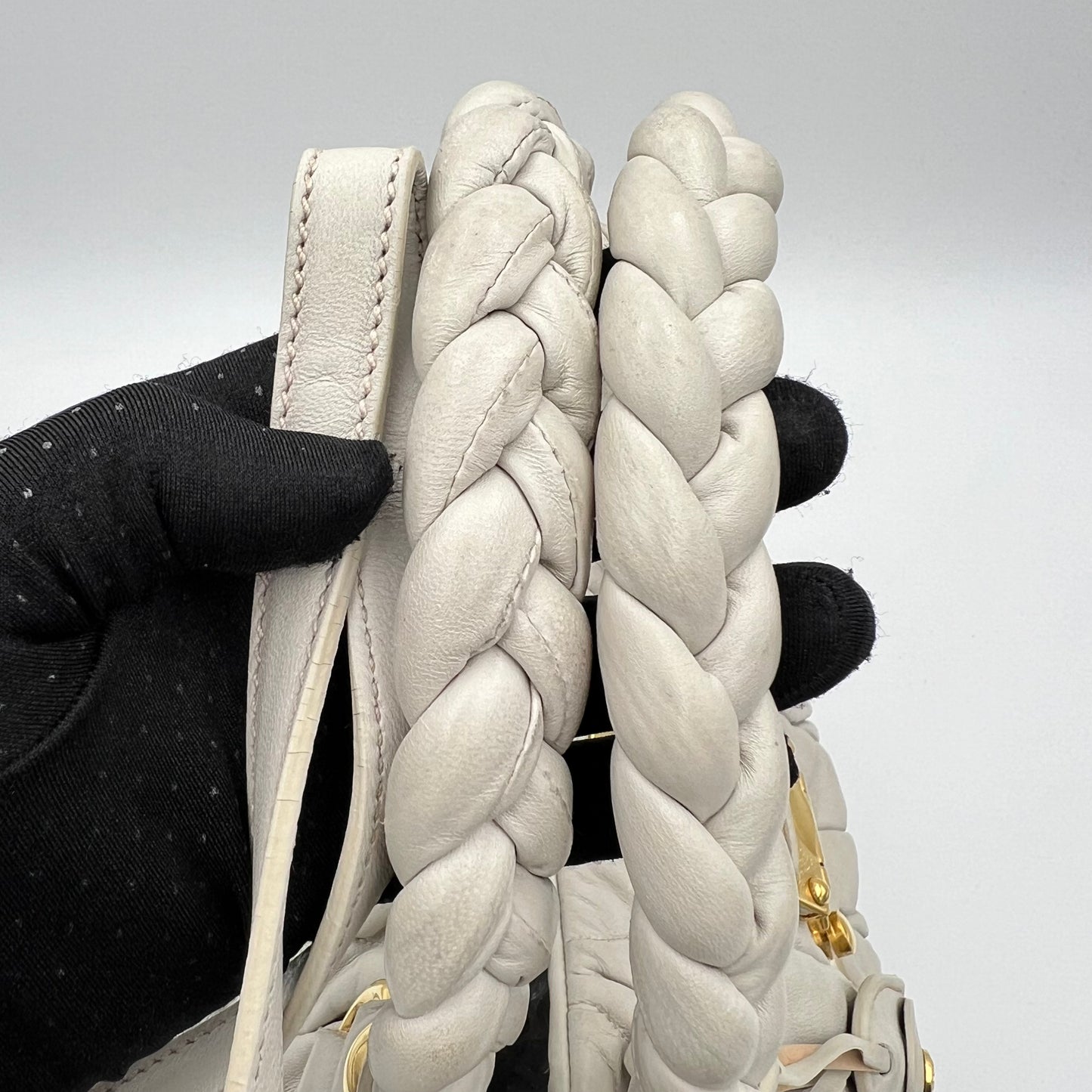 Miu Miu Light Gray Coffer Leather Matelasse Two-Way Bag