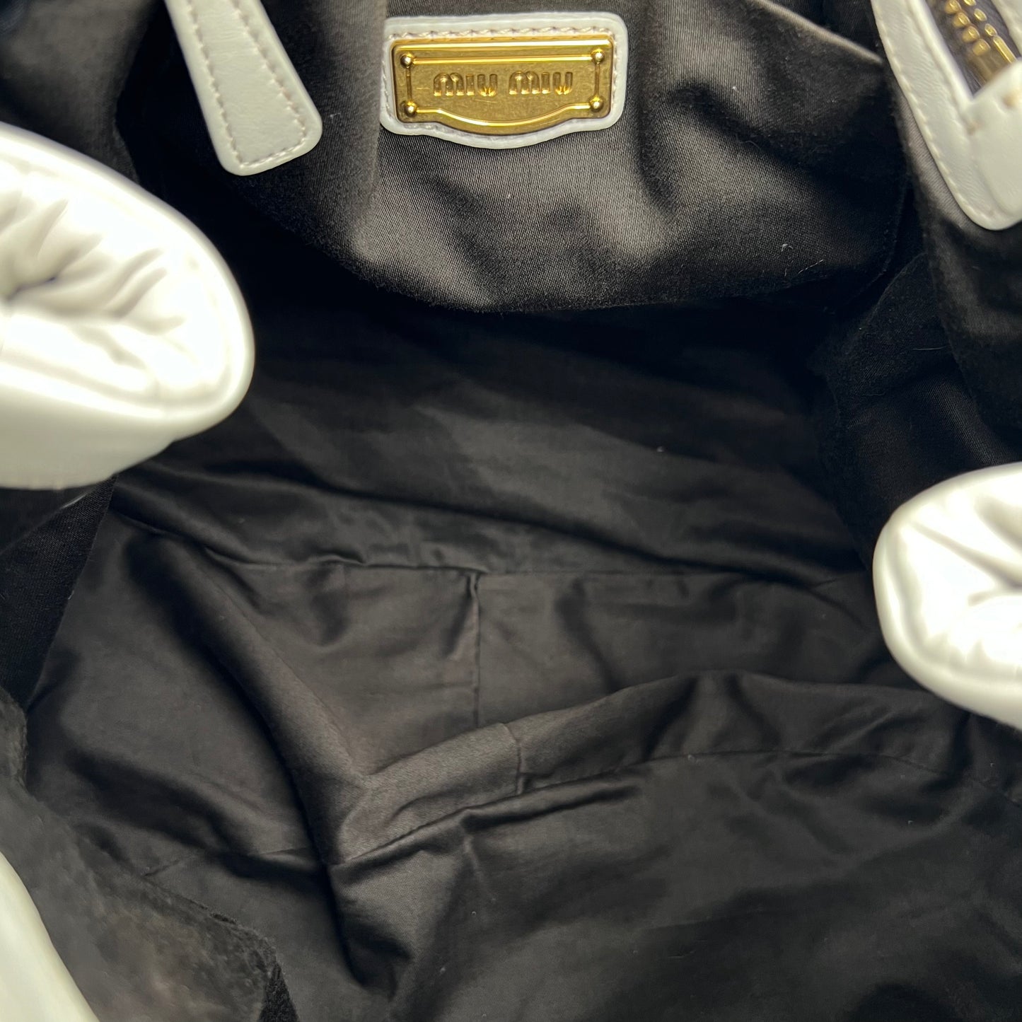Miu Miu Light Gray Coffer Leather Matelasse Two-Way Bag
