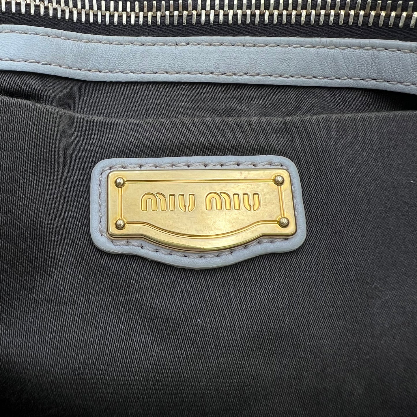 Miu Miu Light Gray Coffer Leather Matelasse Two-Way Bag