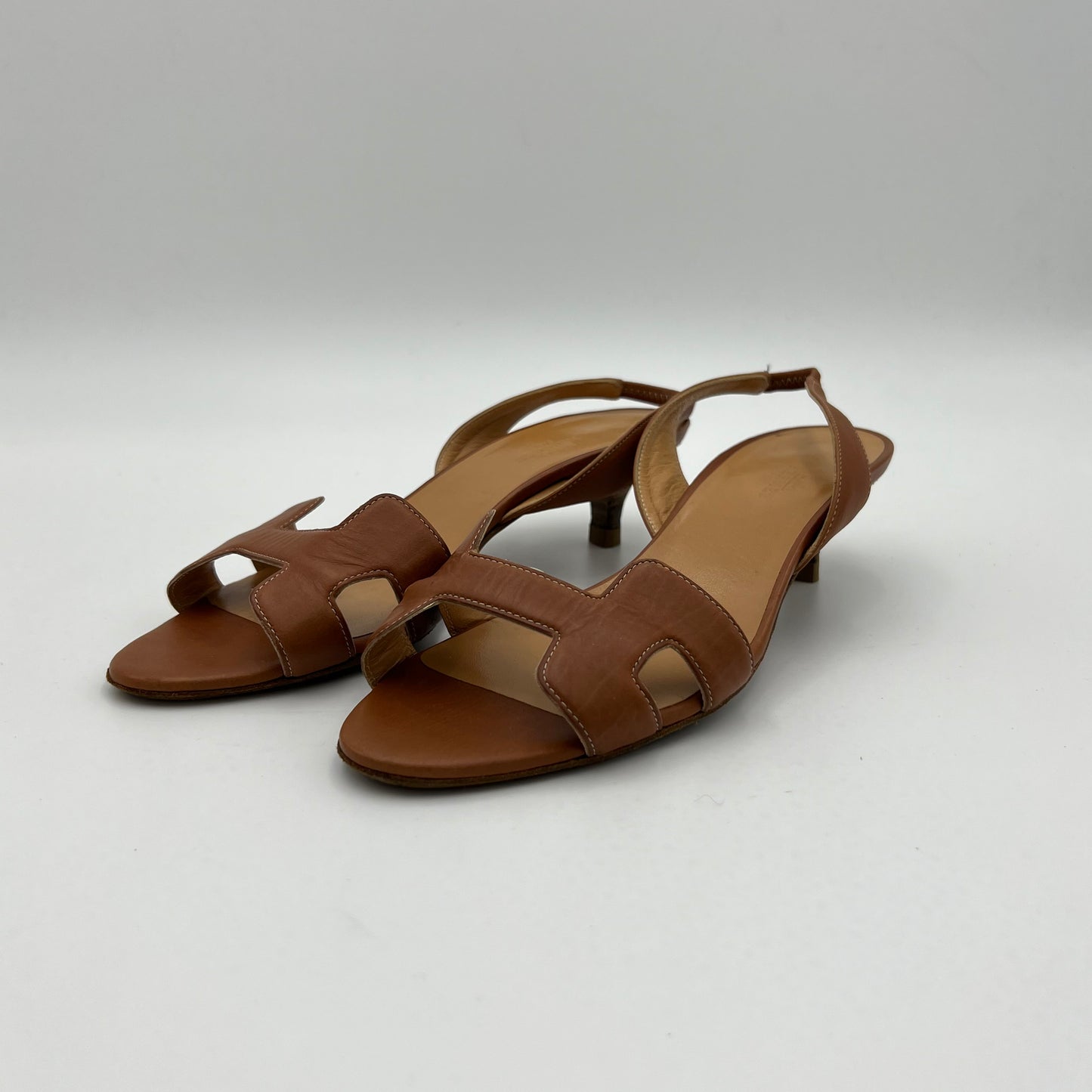 Hermes Brown Oran Slingback Sandals