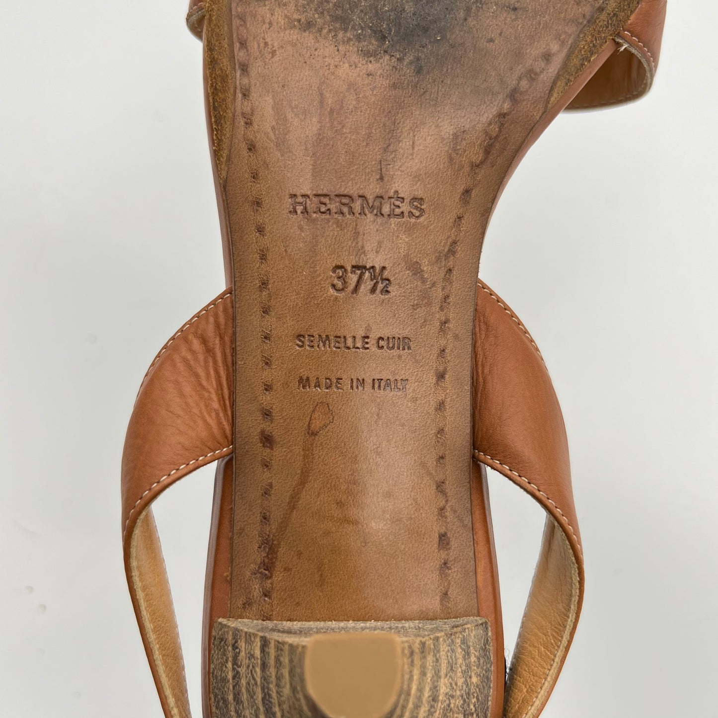 Hermes Brown Oran Slingback Sandals