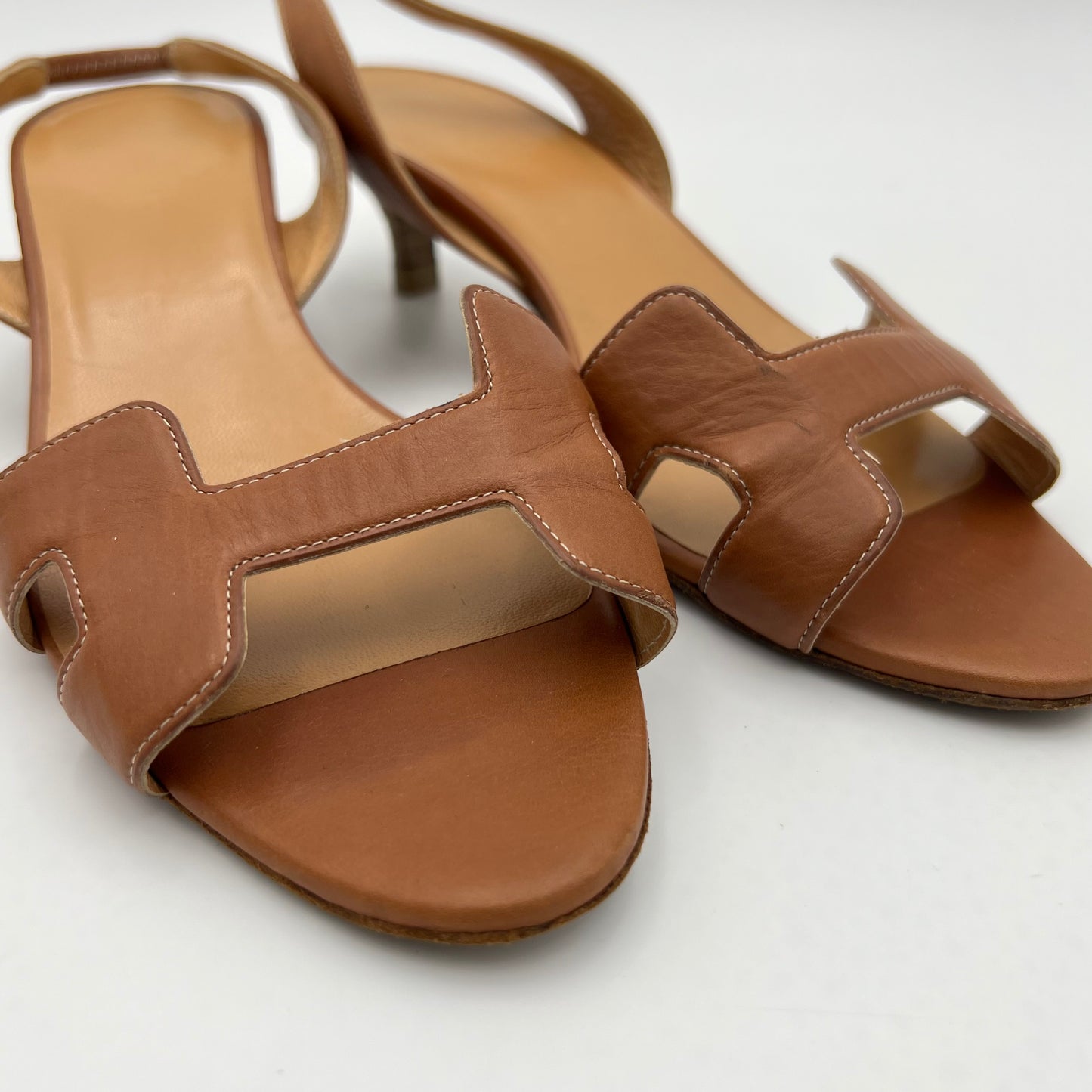 Hermes Brown Oran Slingback Sandals
