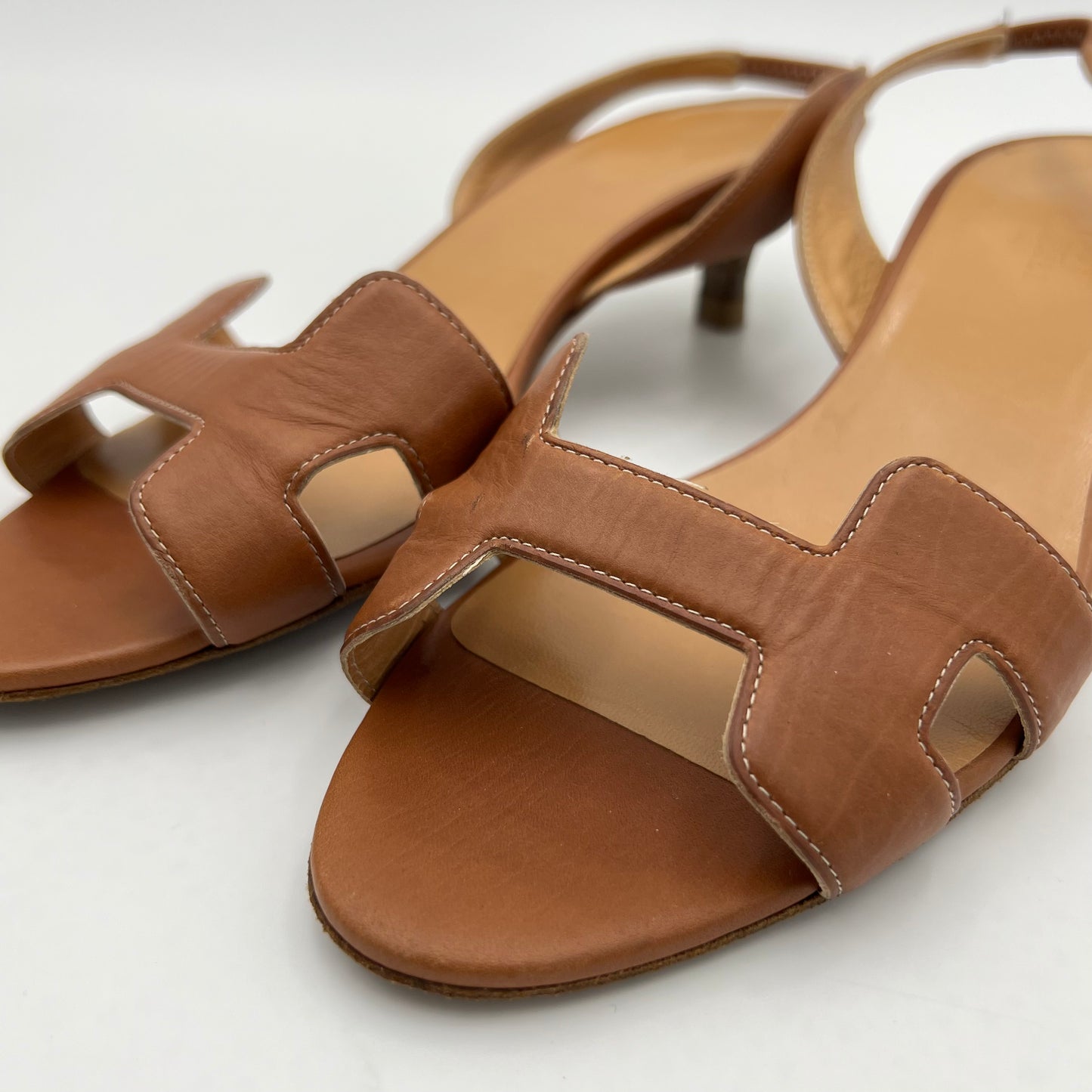 Hermes Brown Oran Slingback Sandals