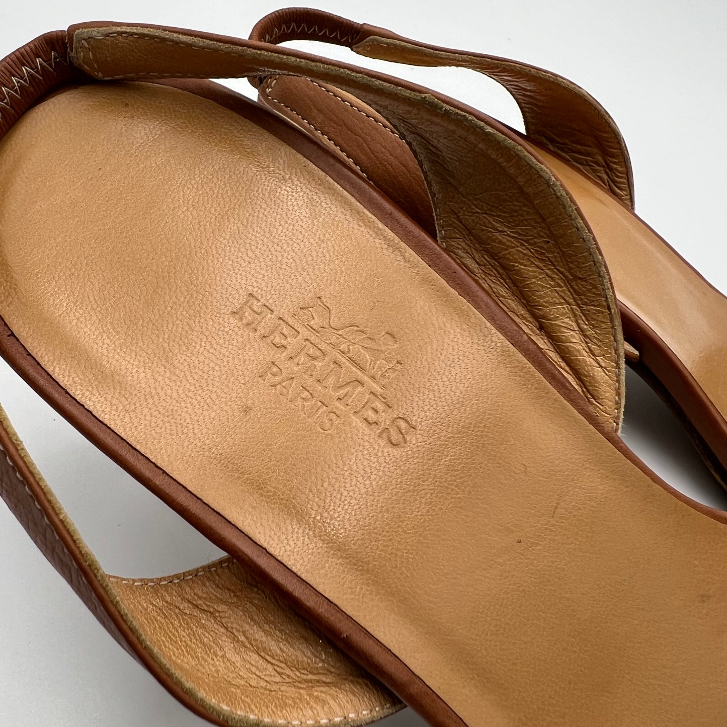 Hermes Brown Oran Slingback Sandals